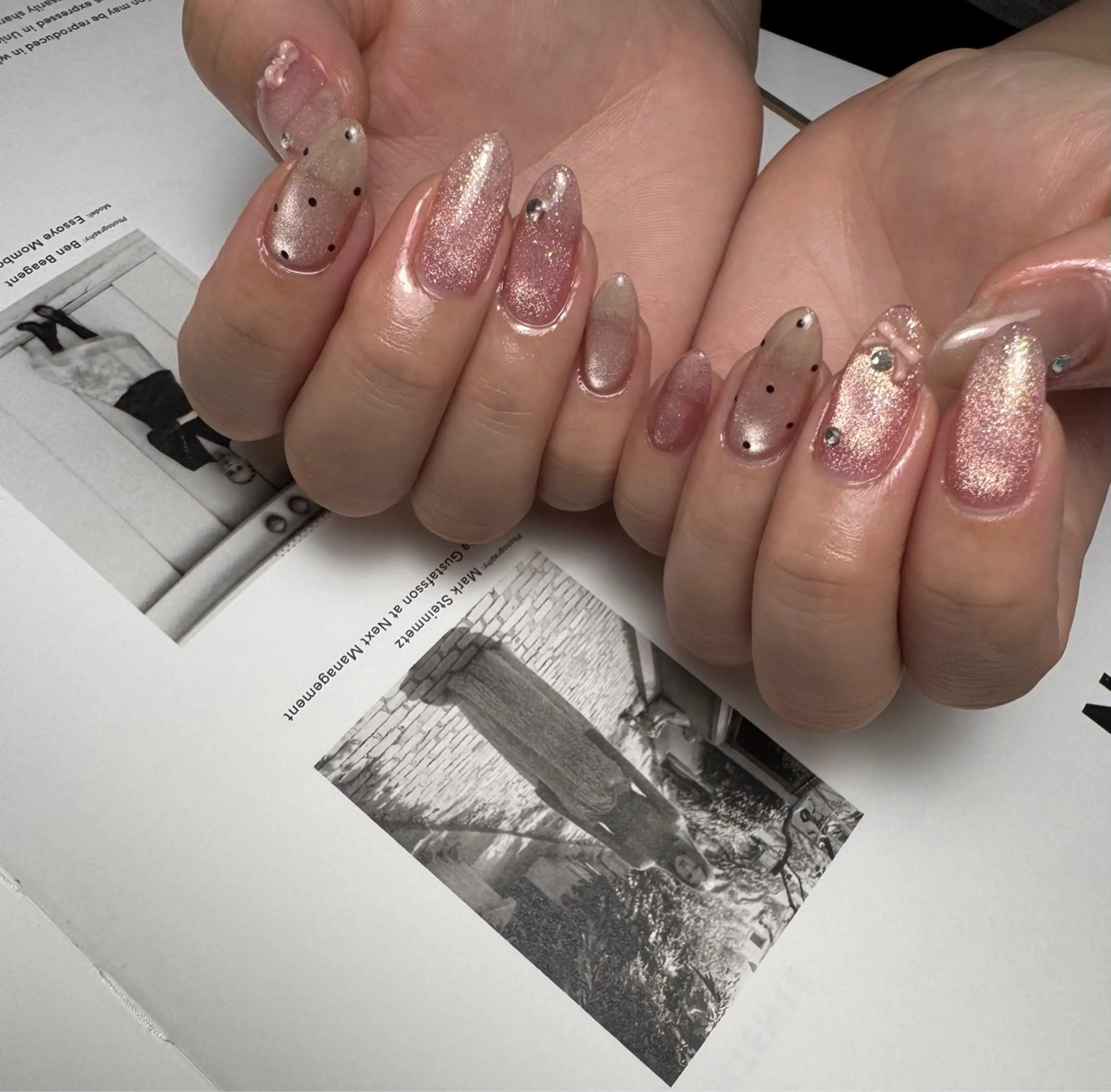 ネイル フラッシュネイル マグネットネイル リボン ハンドネイル 白日-hakubi nail-のネイルデザイン
