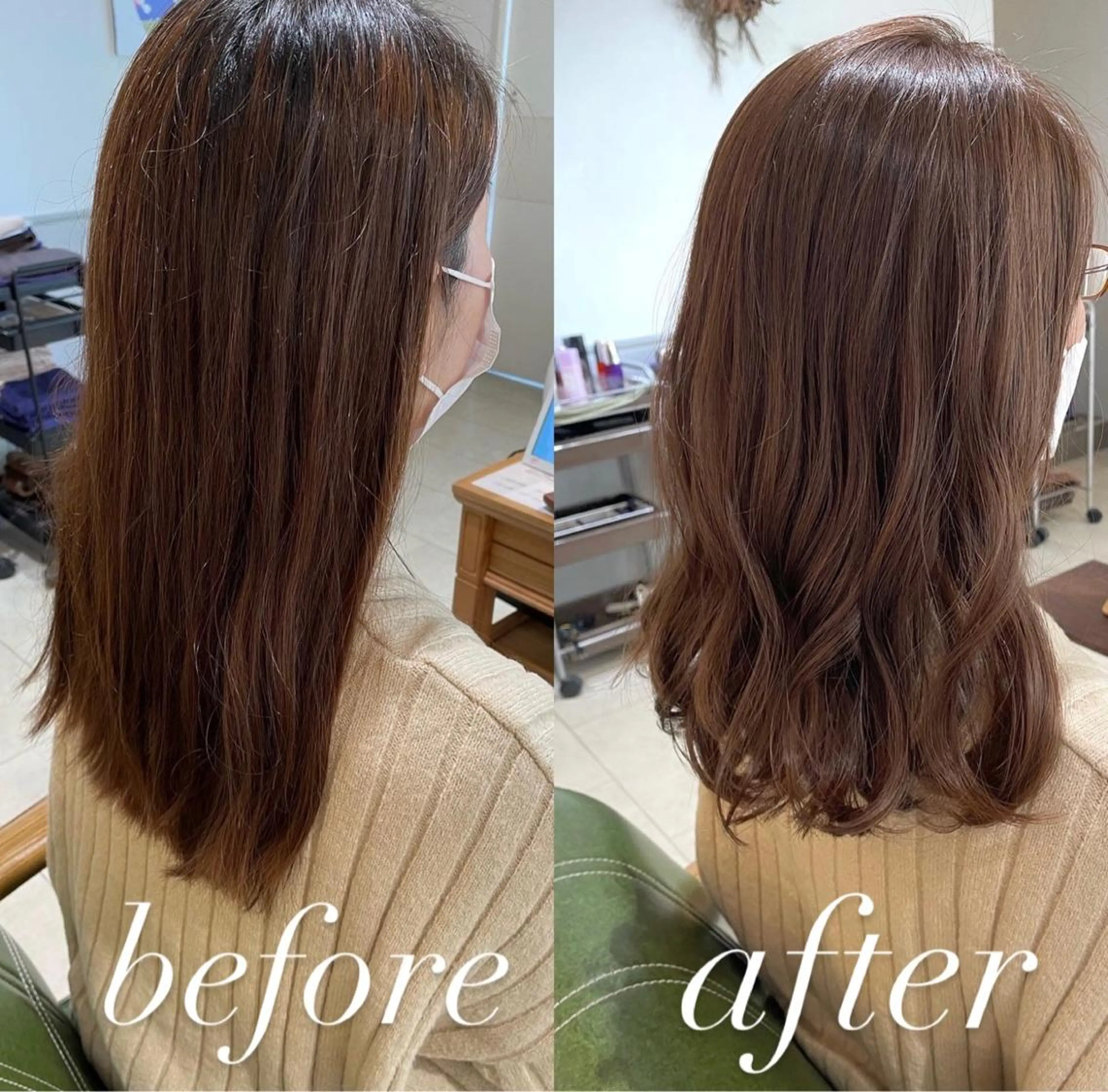 セミロング カラー ベージュカラー ブリーチ ブラウンカラー ブラウンベージュ カット ヘアカラー トリートメント ヘッドスパ 過去一の柔髪ヘア 🌿einshairのヘアスタイル