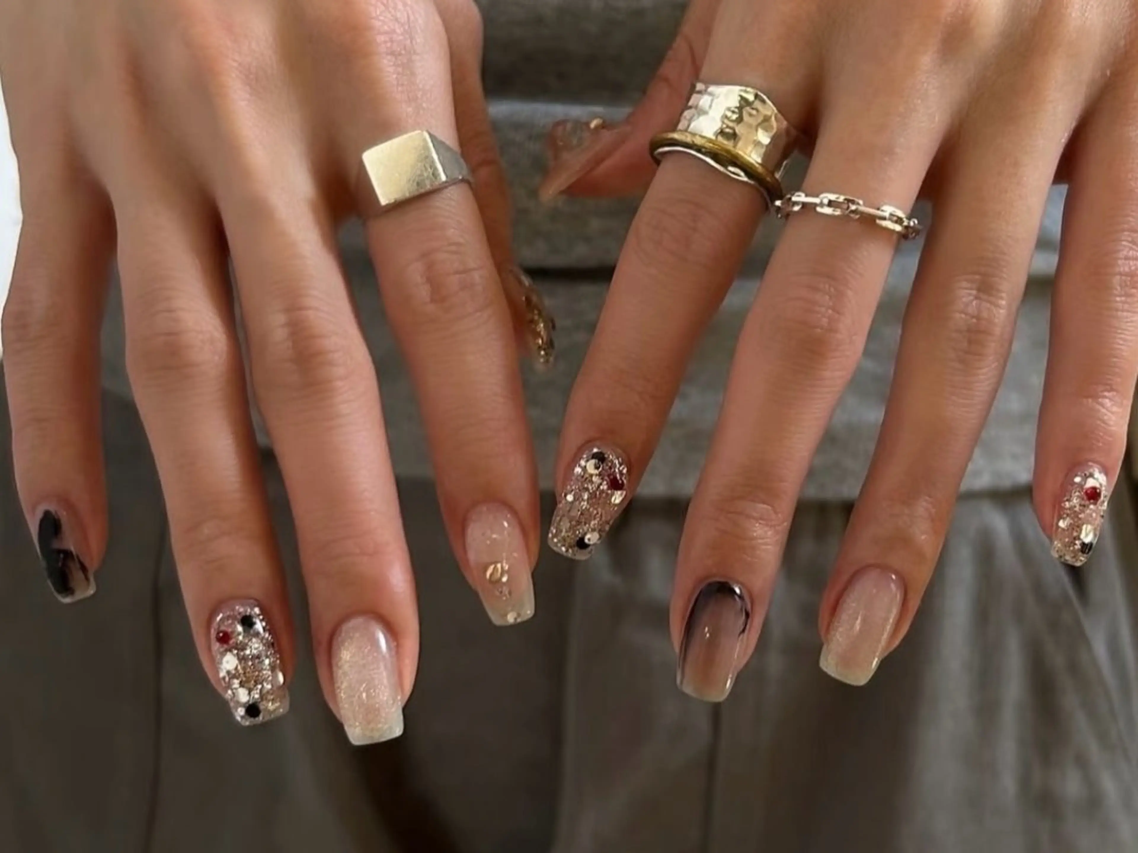 ネイル アートネイル オーロラネイル クリアネイル 長さ出し フレンチネイル 原田 梨香のネイルデザイン