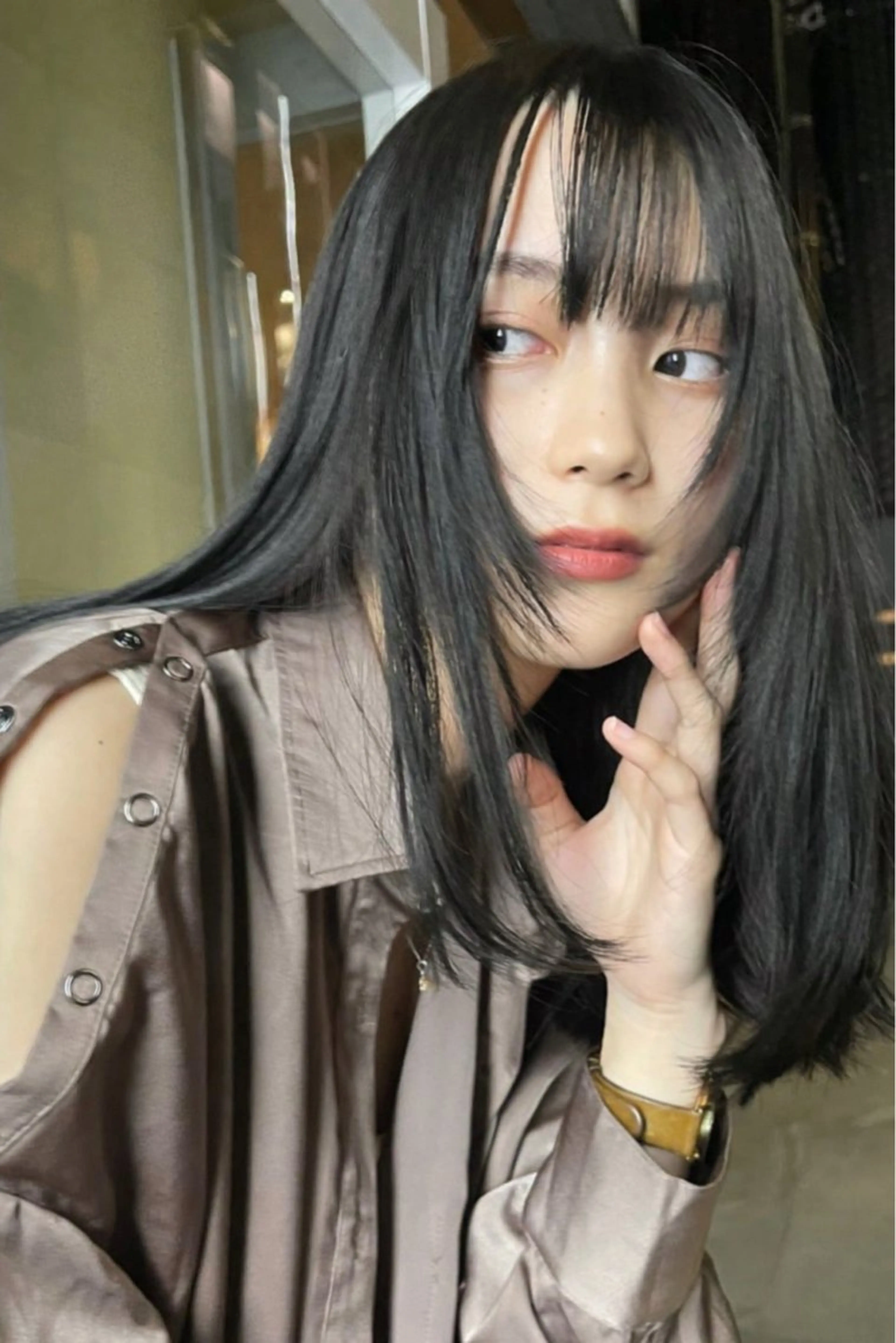 セミロング カラー パーマ ヘアアレンジ レイヤー/韓国/透明 感/Shionのヘアスタイル