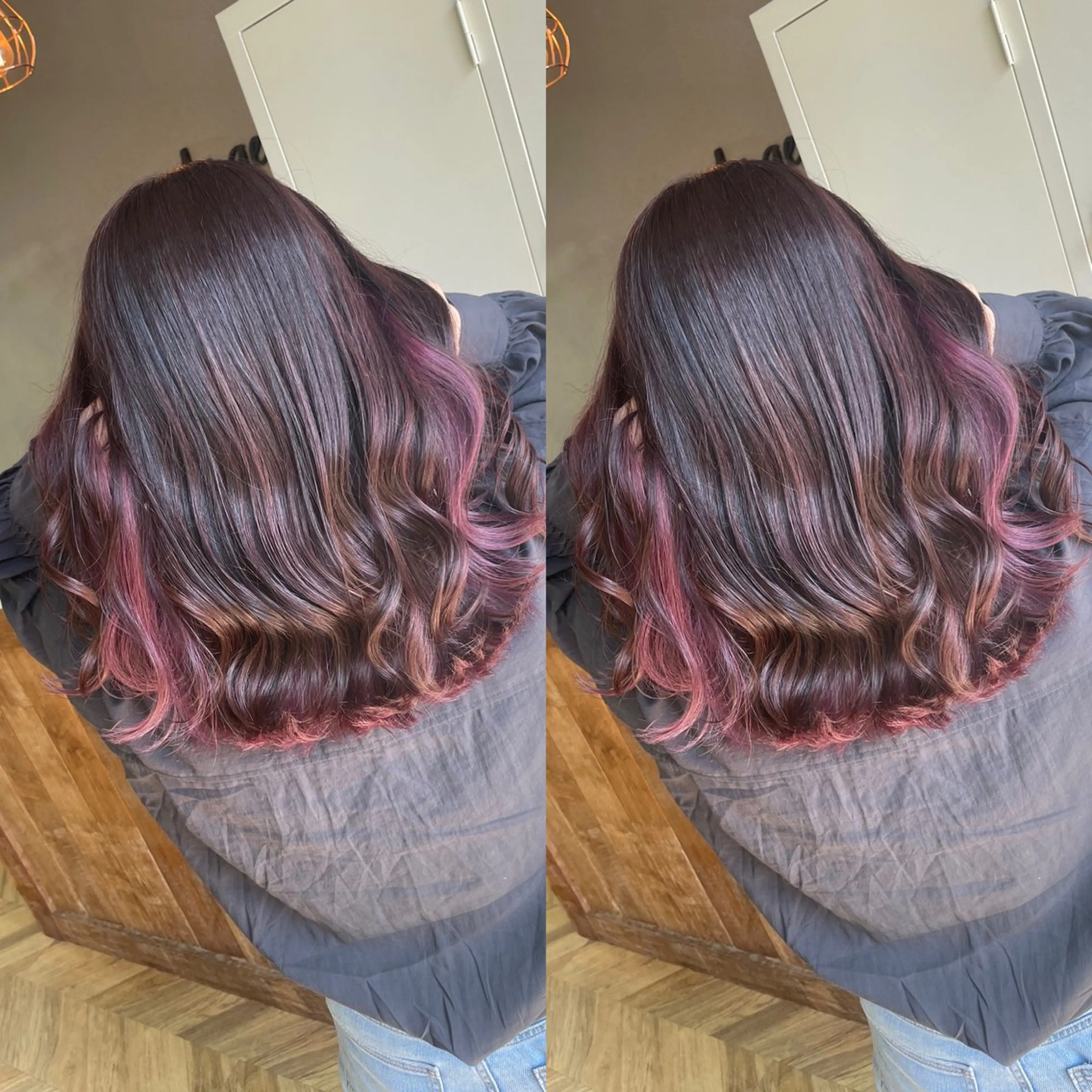 セミロング ヘアカラー MOMO KAのヘアスタイル