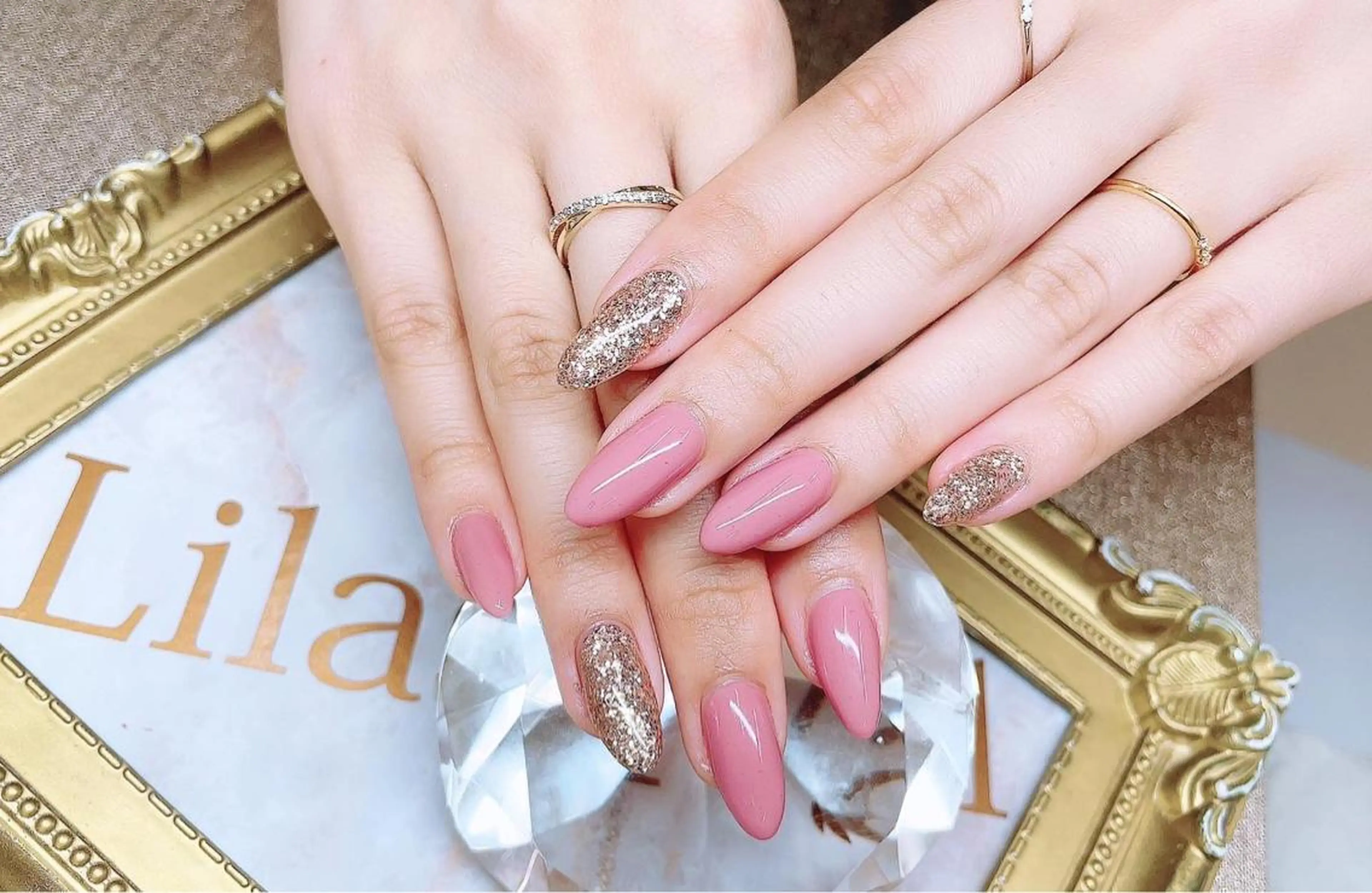 ネイル ジェルネイル グラデーション ハードジェル キラキラネイル ラメ(グリッター) Lilas Nailのネイルデザイン