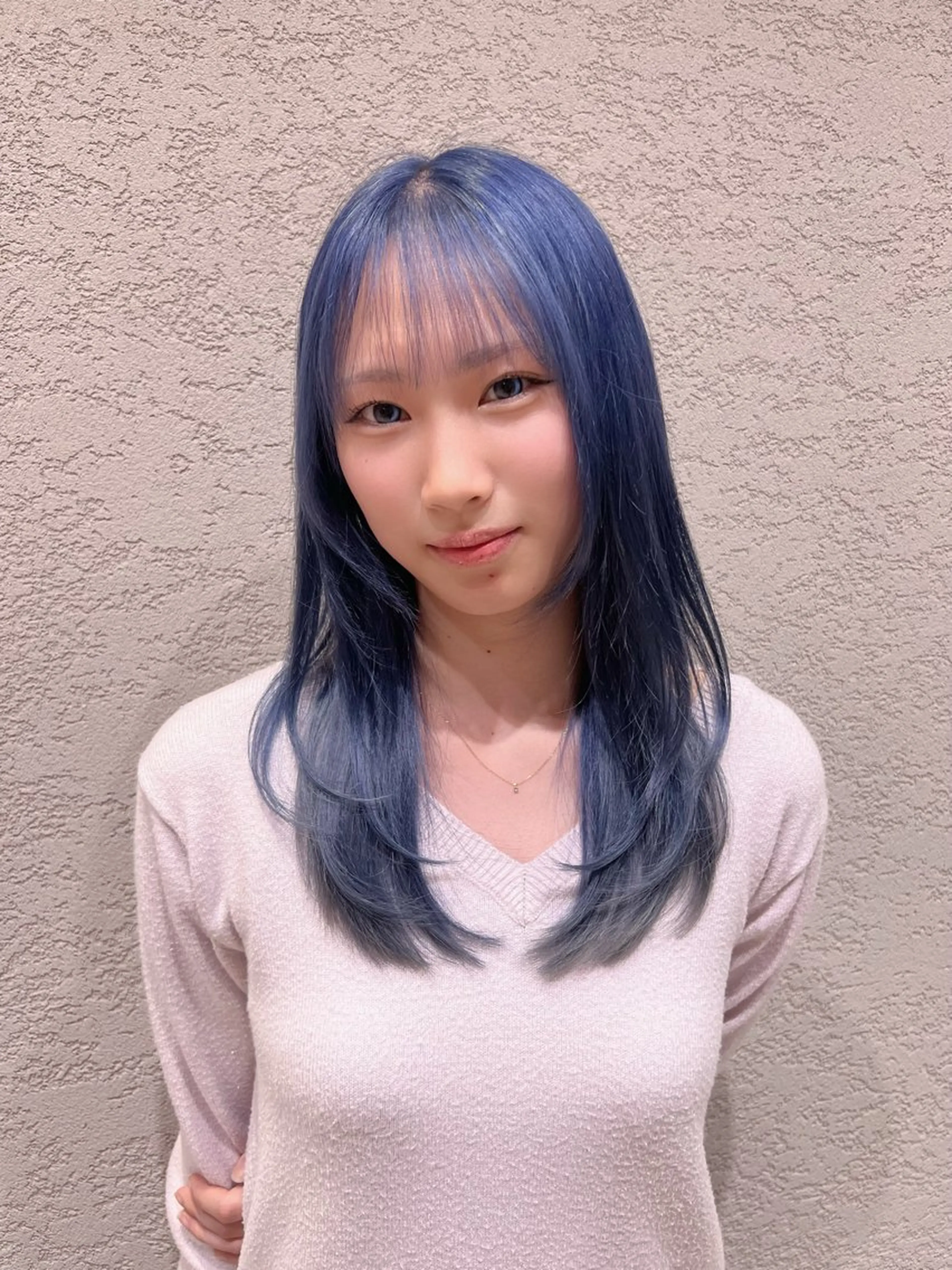 セミロング カラー ヘアカラー トリートメント 興津/韓国レイヤー ダブルカラー美髪縮毛のヘアスタイル