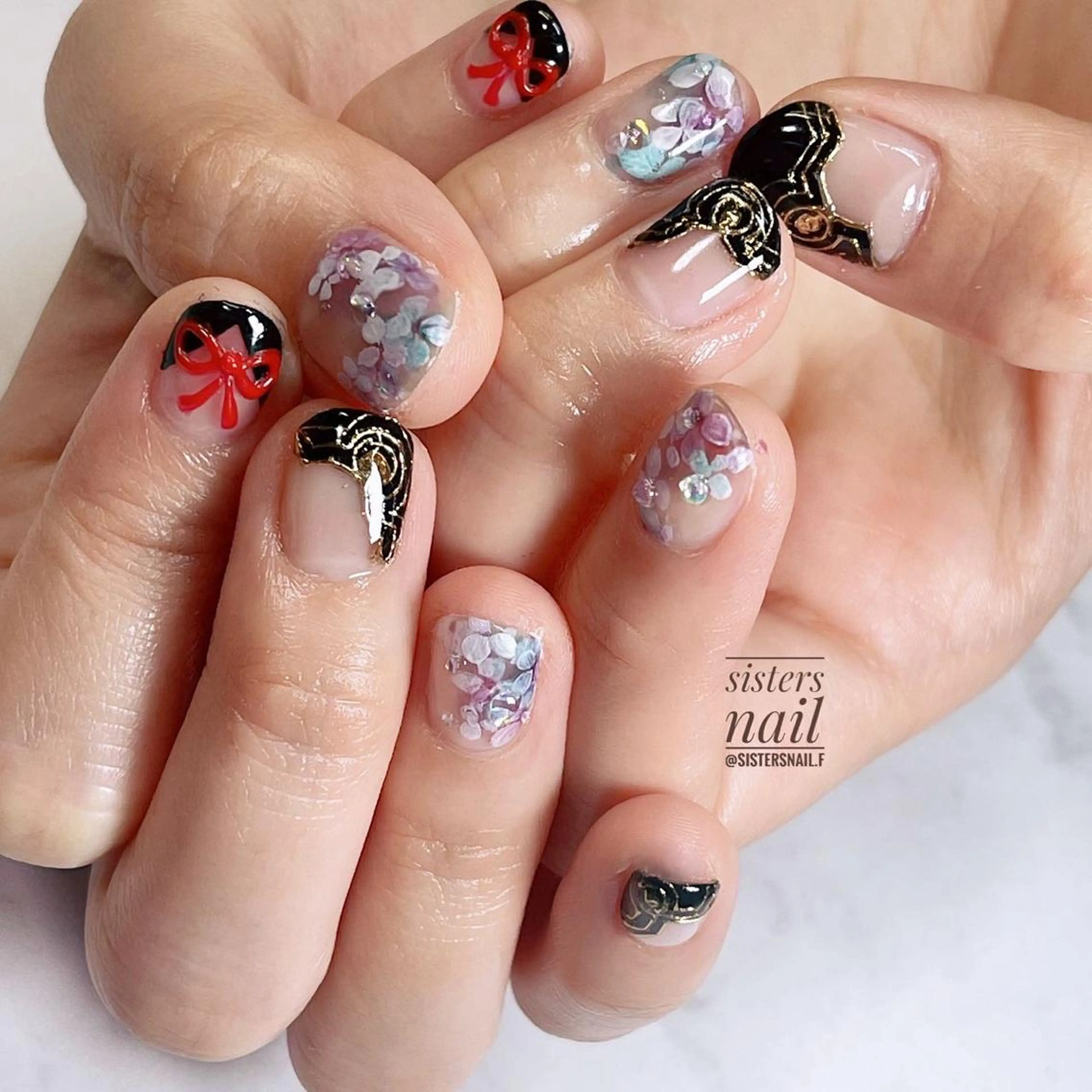ネイル アートネイル ショートネイル 夏ネイル sisters nail.fのネイルデザイン