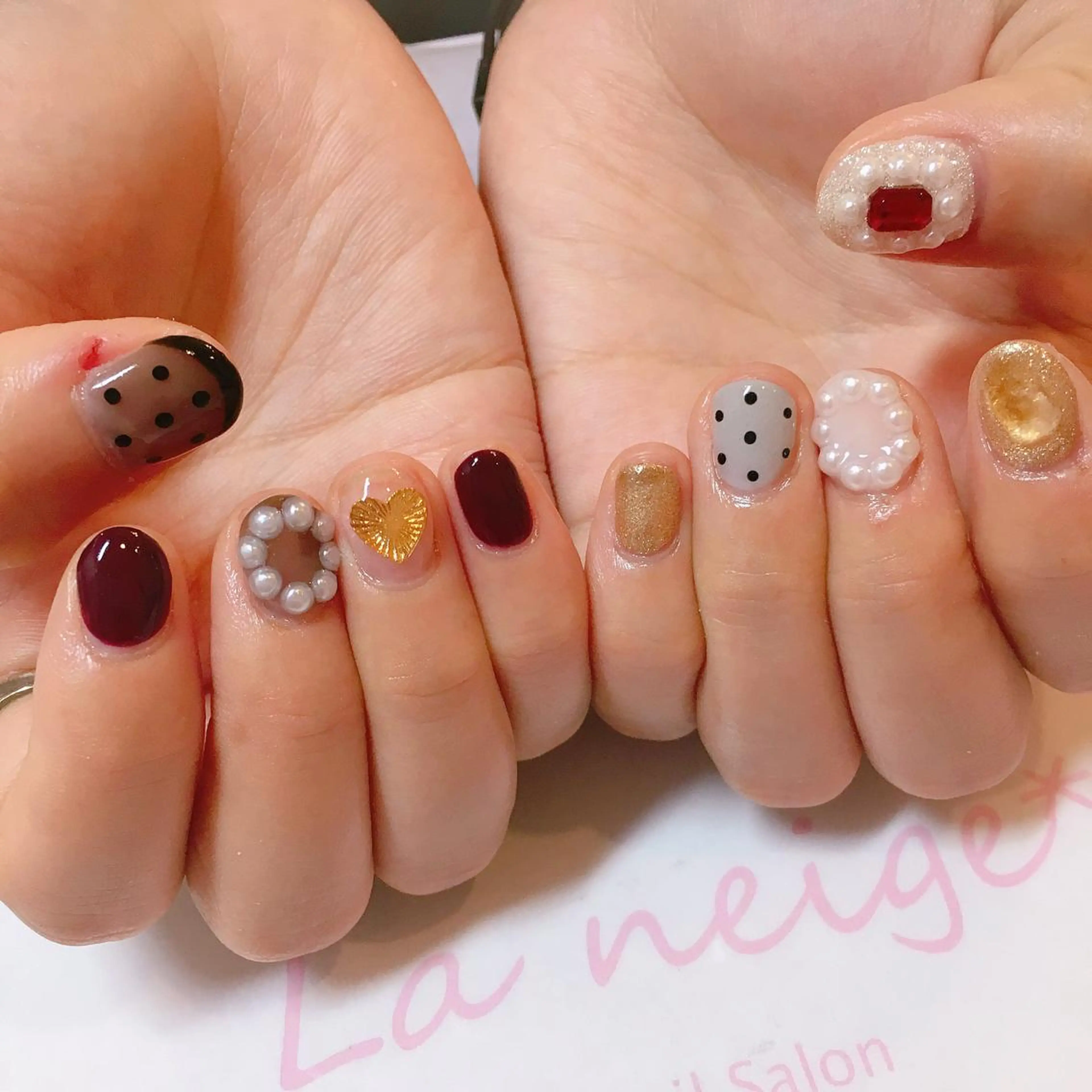 ネイル ハート La neige* yuki 🐩🌙のネイルデザイン