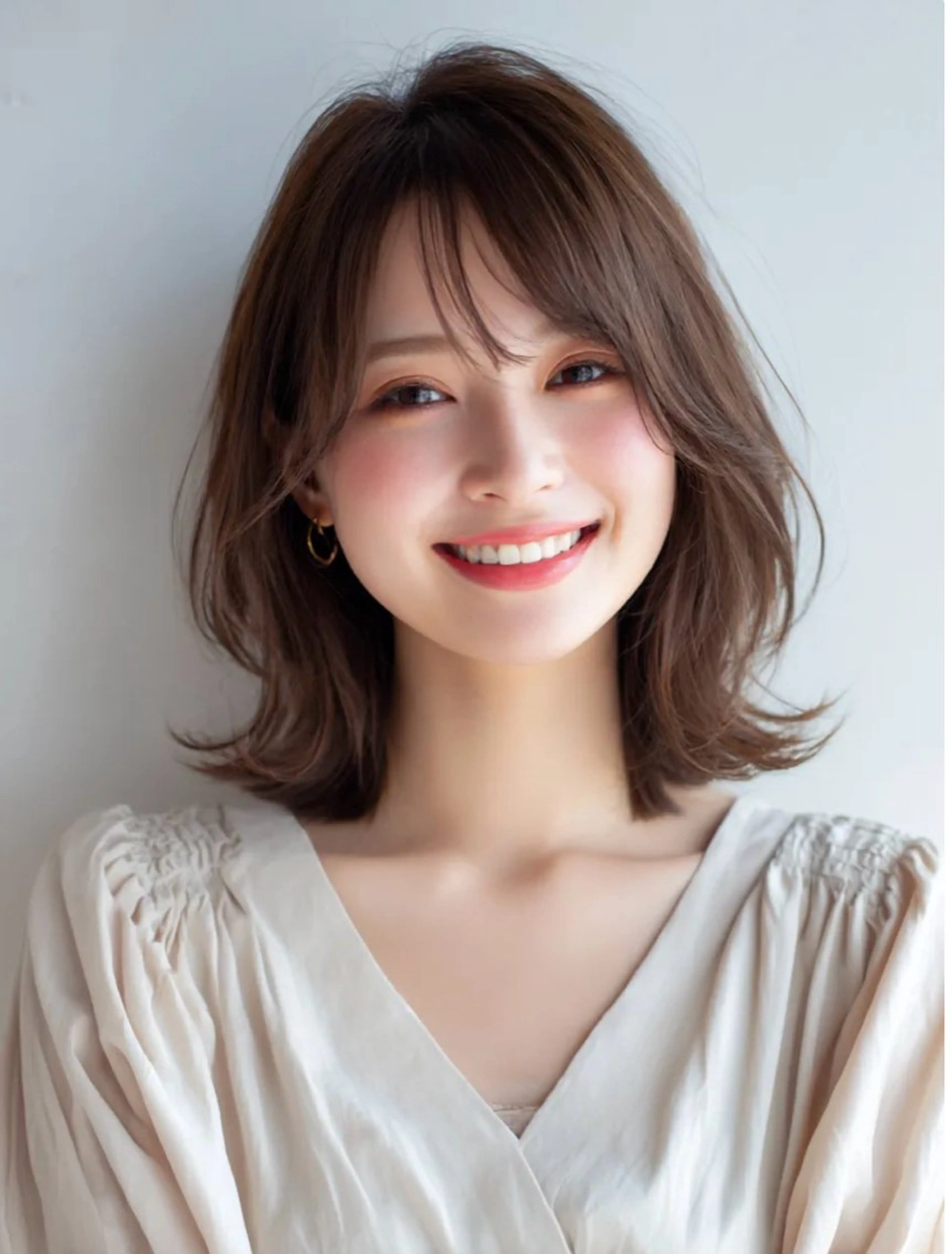 ミディアム カラー 北川大輔🌟 小顔レイヤーカットのヘアスタイル