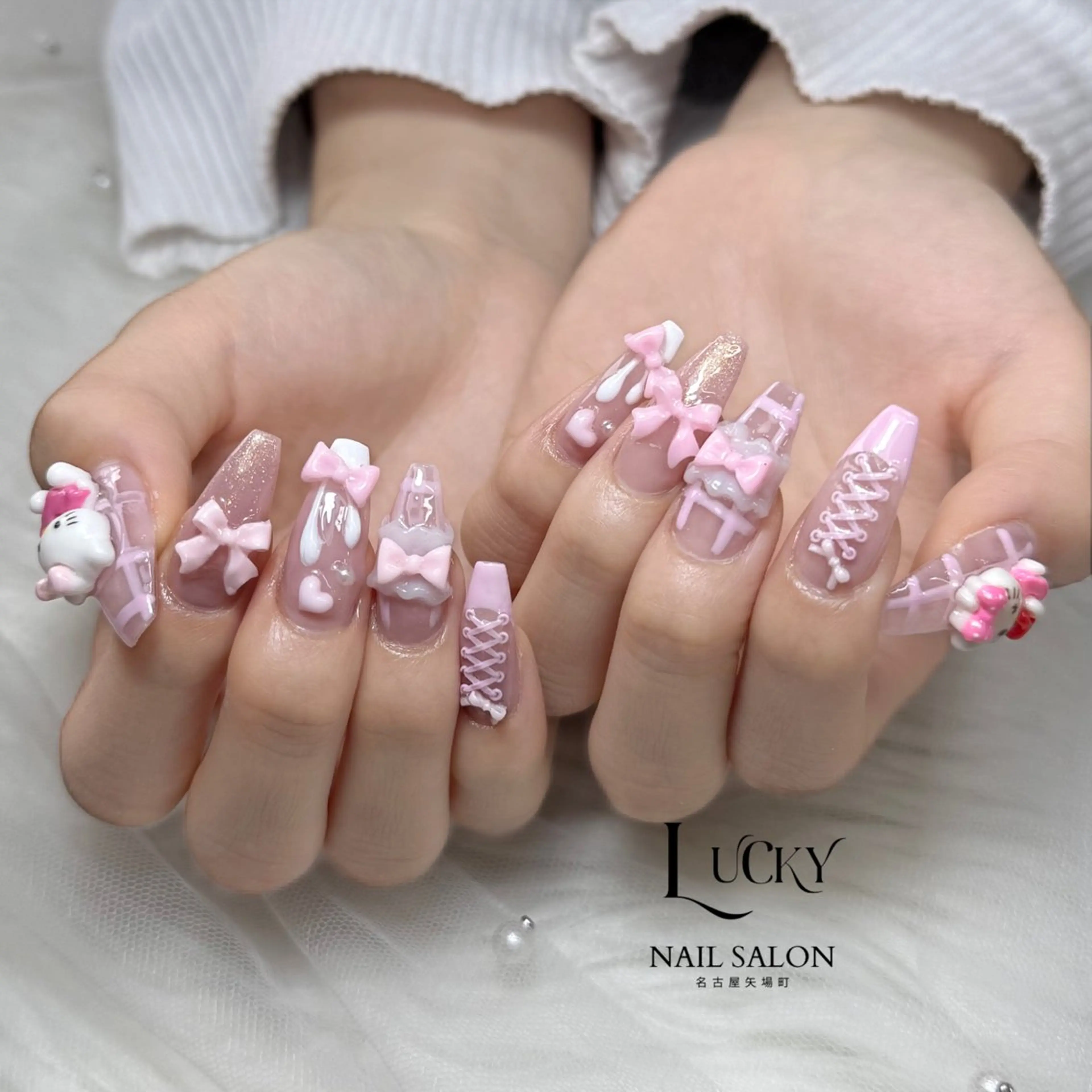 ネイル アートネイル ジェルネイル ロングネイル 持ち込み シンプルネイル ハンドネイル Lucky Nail Salonのネイルデザイン