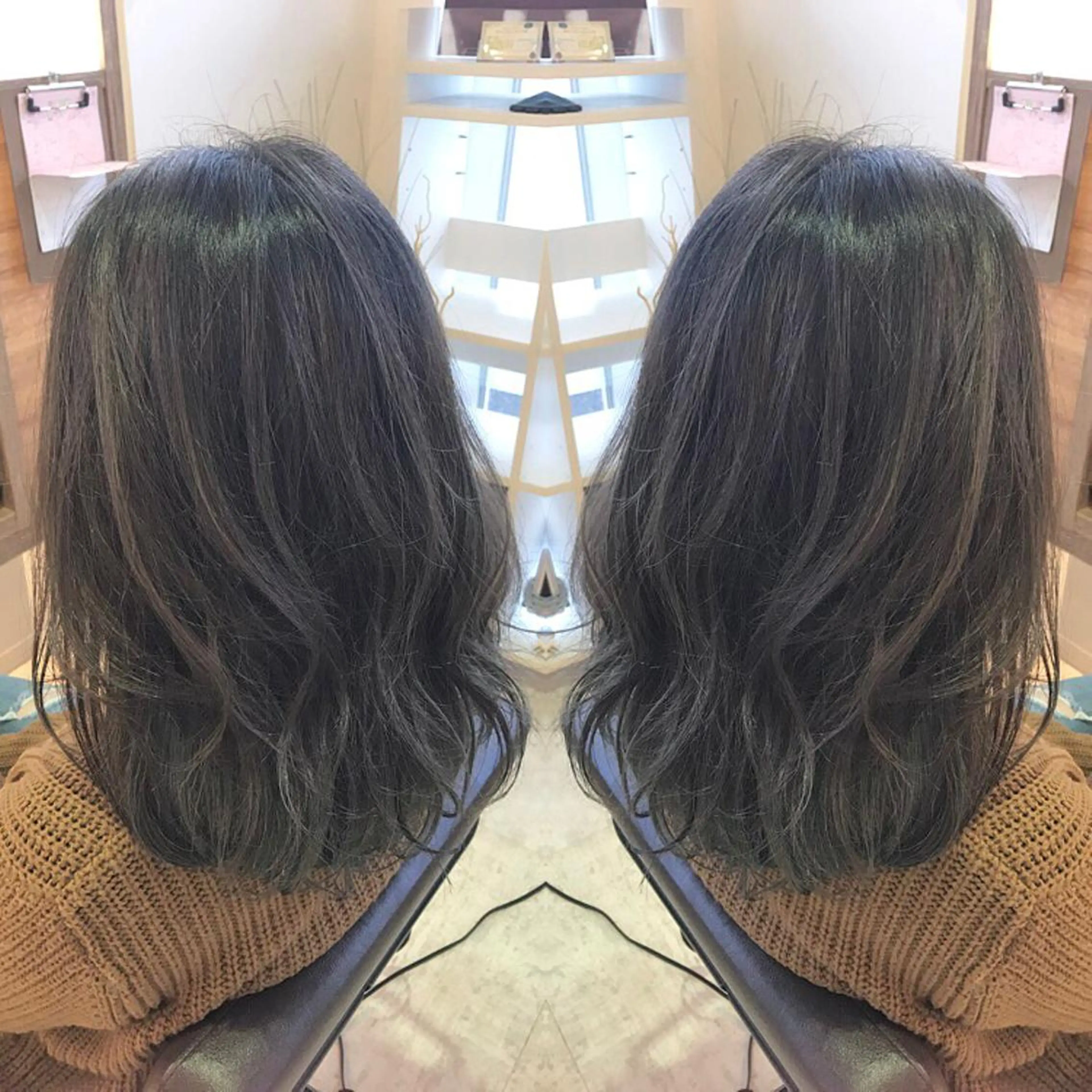 ミディアム セミロング カラー ハイライトカラー イルミナカラー ハイライト 青木 茂樹⭐️ 透明感カラーのヘアスタイル