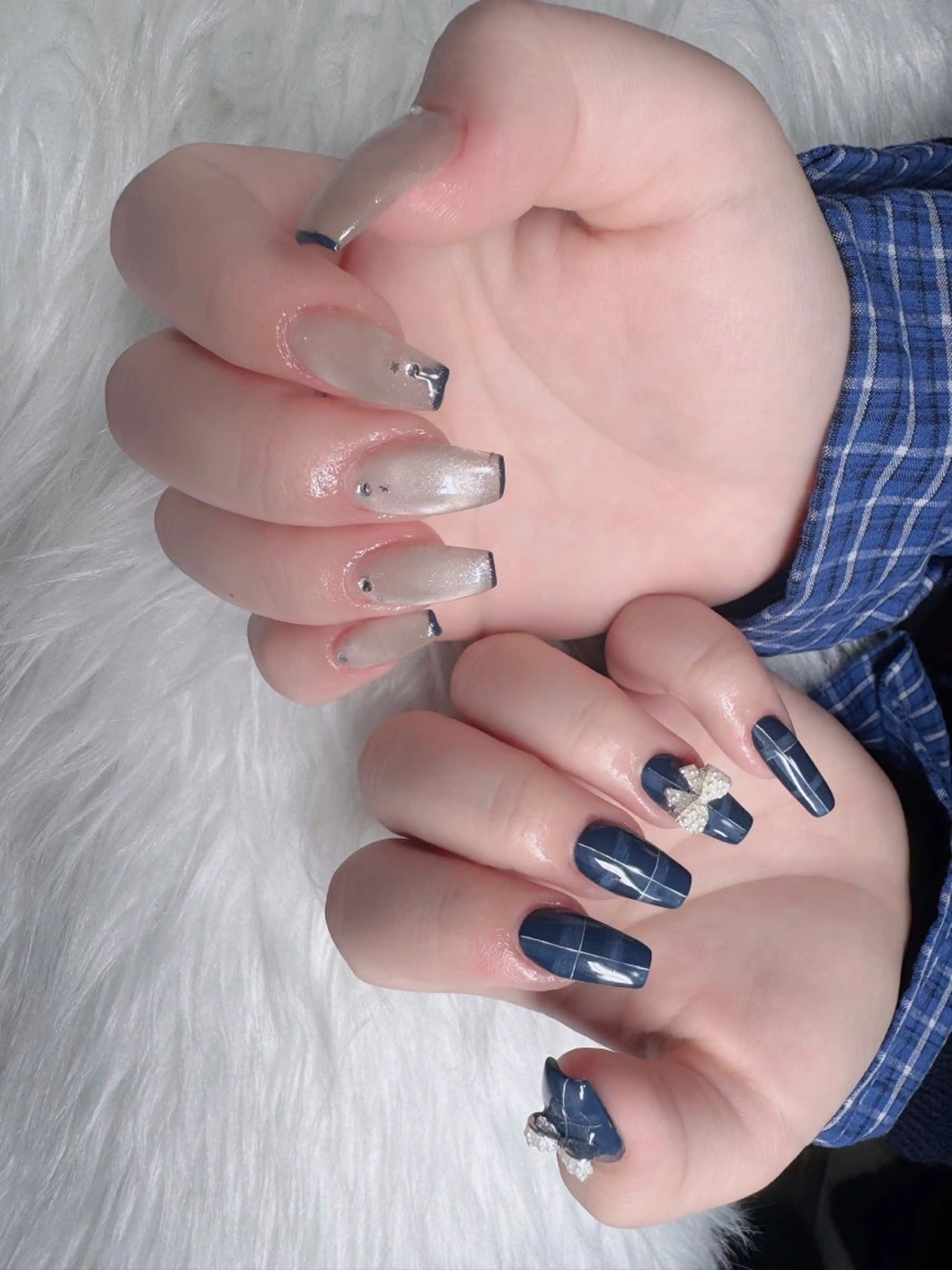 ネイル オーロラネイル フレンチネイル ジェルネイル ハロウィン キラキラネイル ハンドネイル H.baby Nail Salonのネイルデザイン