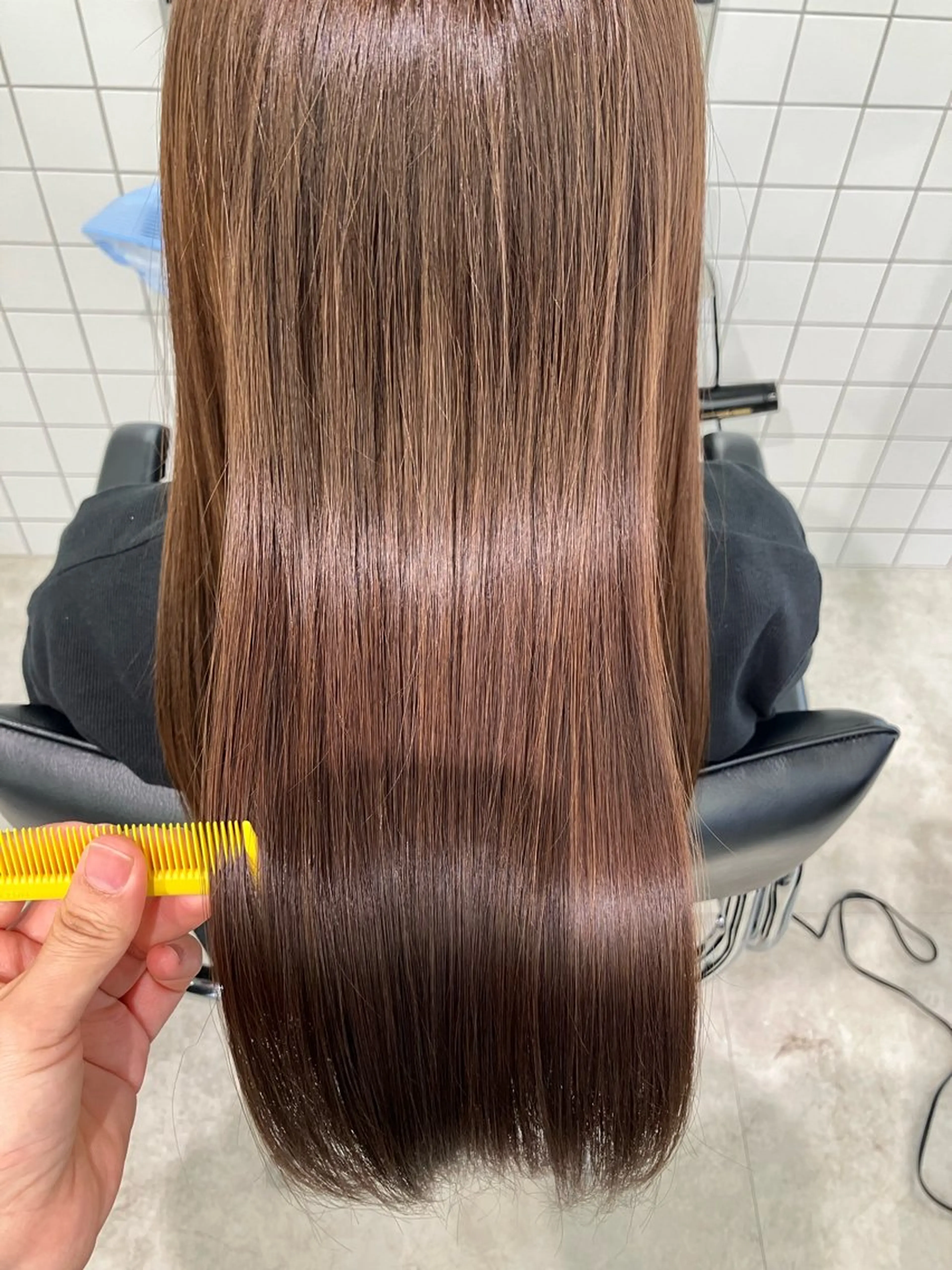 ロング カラー くせ毛 髪質改善 縮毛矯正 トリートメント 酸性ストレート 髪質改善/艶カラー 縮毛矯正/みほのヘアスタイル