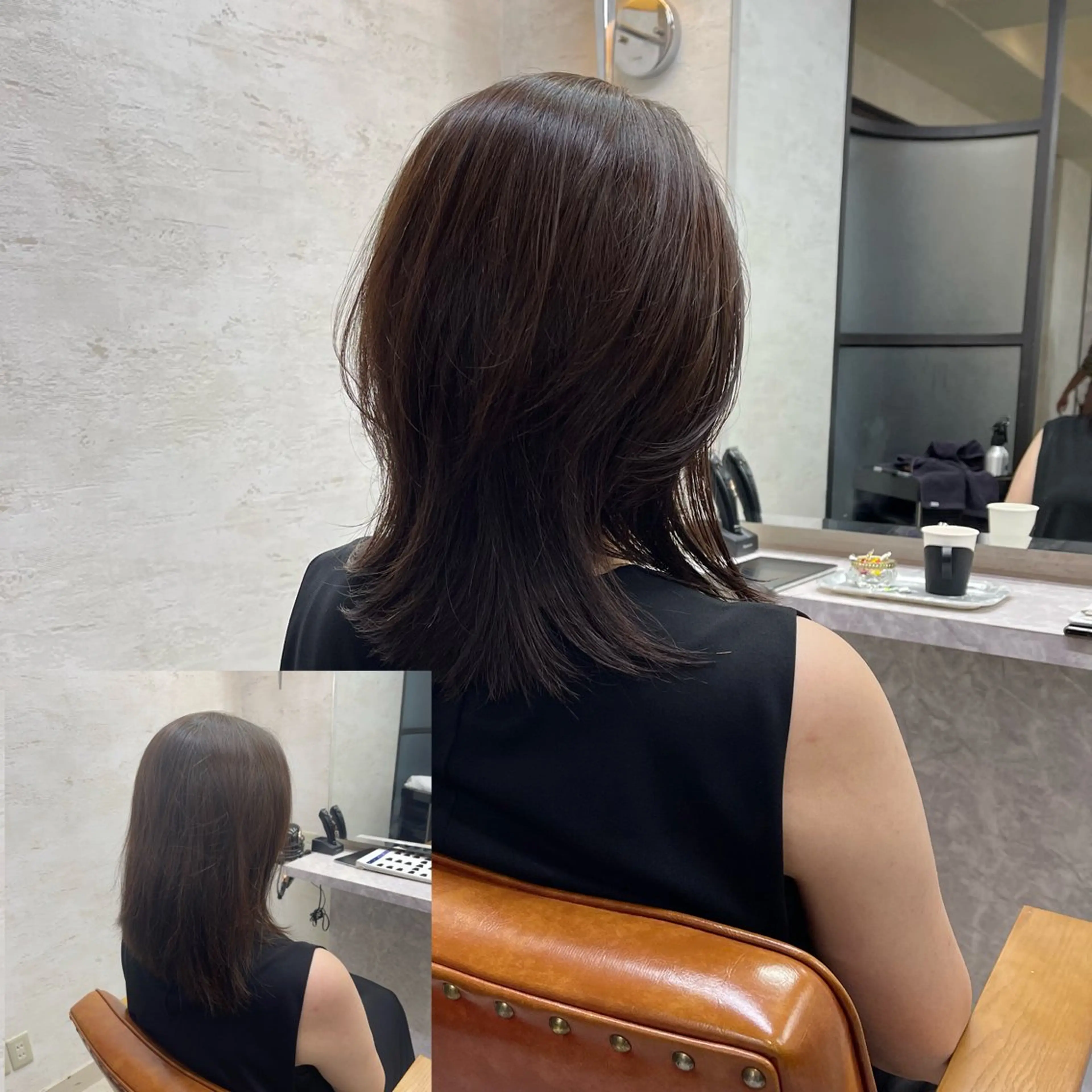 セミロング カラー 黒崎 勝巳のヘアスタイル