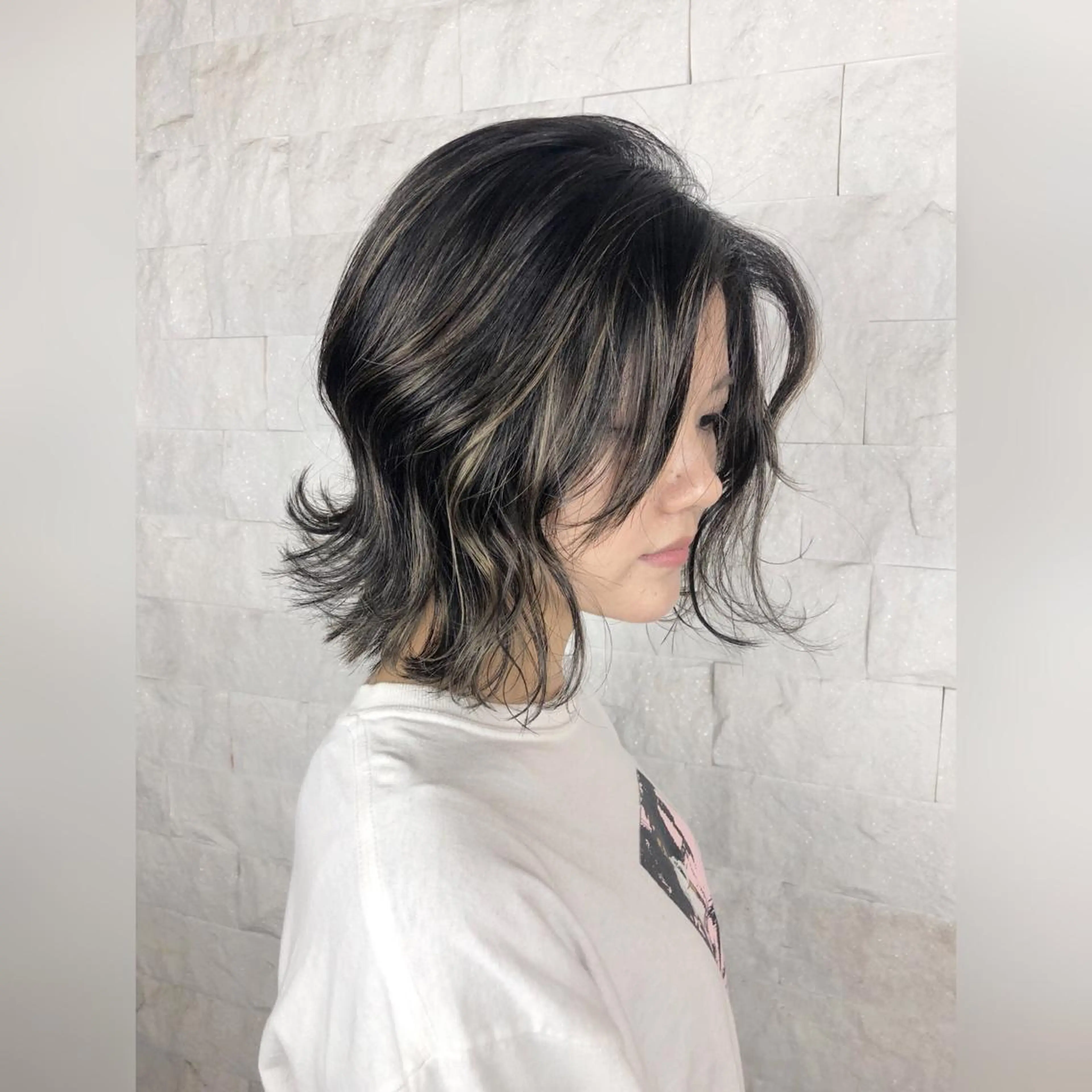 ミディアム ハイライト 圧倒的美髪ストレート ツダケイタロウのヘアスタイル