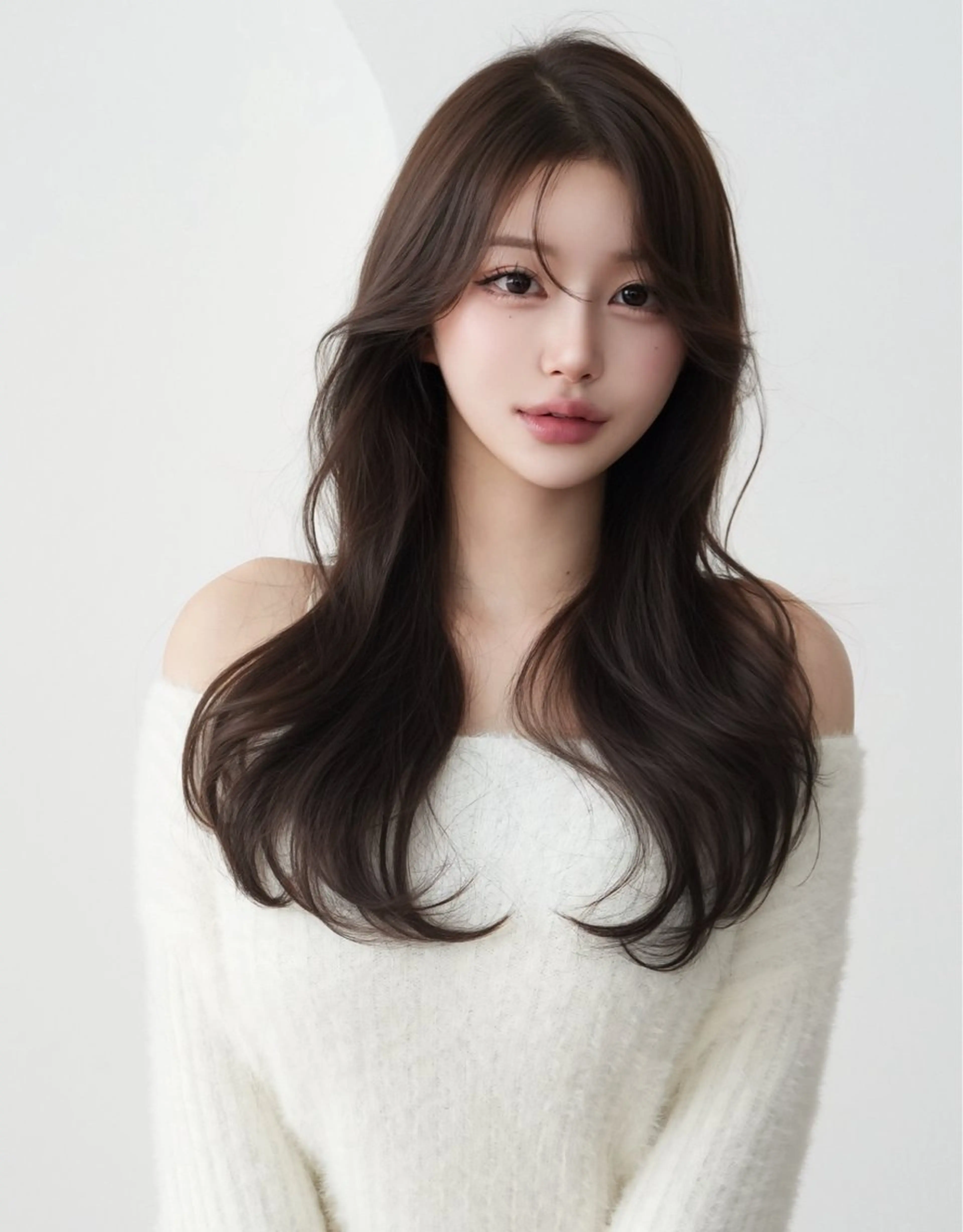 ロング 裕千/くびれヘア/ 韓国風ヘア/顔まわりのヘアスタイル