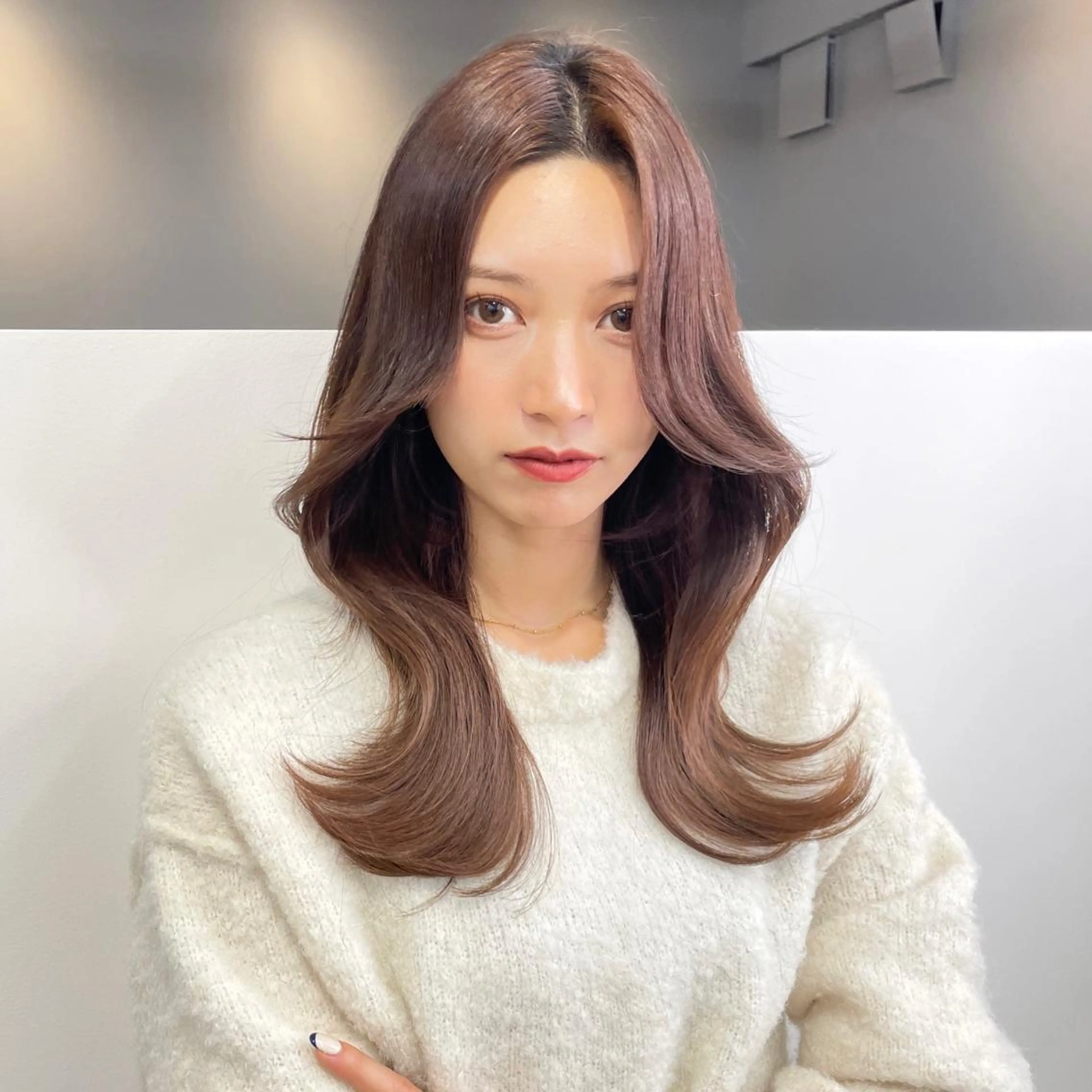 ロング カラー くびれヘア エギョモリ 顔まわりレイヤー 顔周りカット ヨシンモリ カット ヘアカラー トリートメント 🦋韓国系指名No1 店長/圓山 祐也🦋のヘアスタイル
