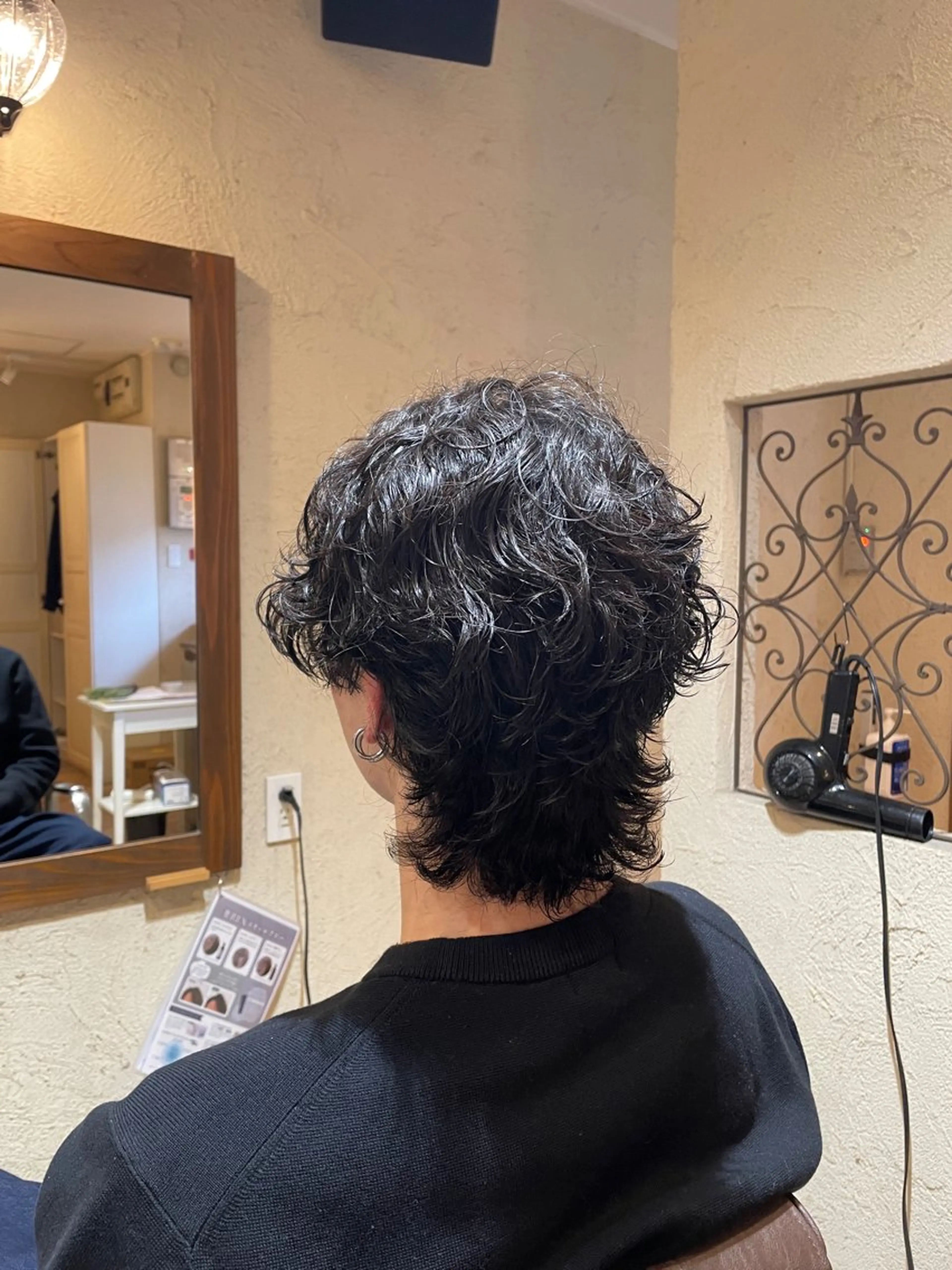 ミディアム パーマ メンズ カット パーマ 森本 修吏のヘアスタイル