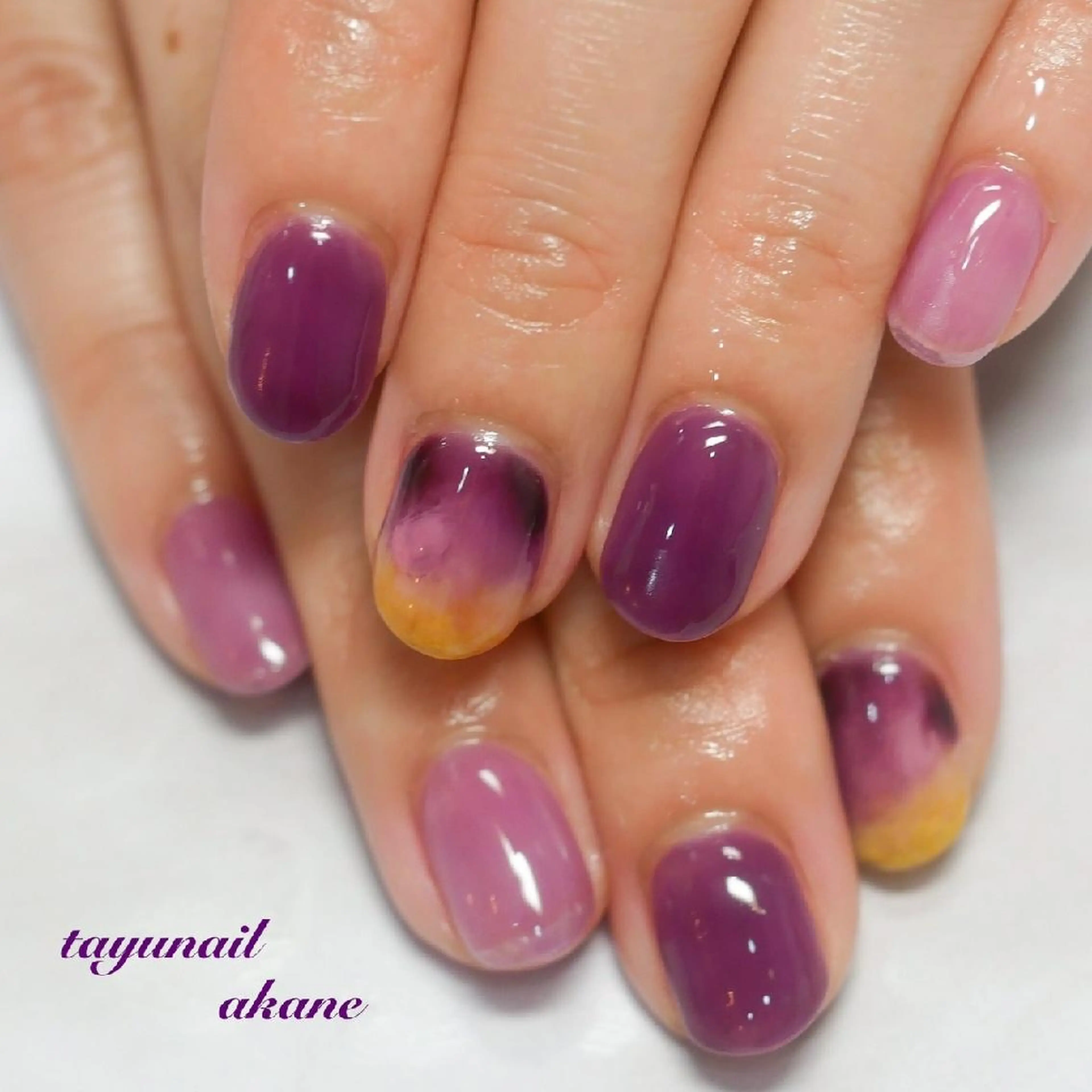 ネイル アートネイル ブルー ジェルネイル パラジェル パープル ネイルサロン 【たゆnail】のネイルデザイン