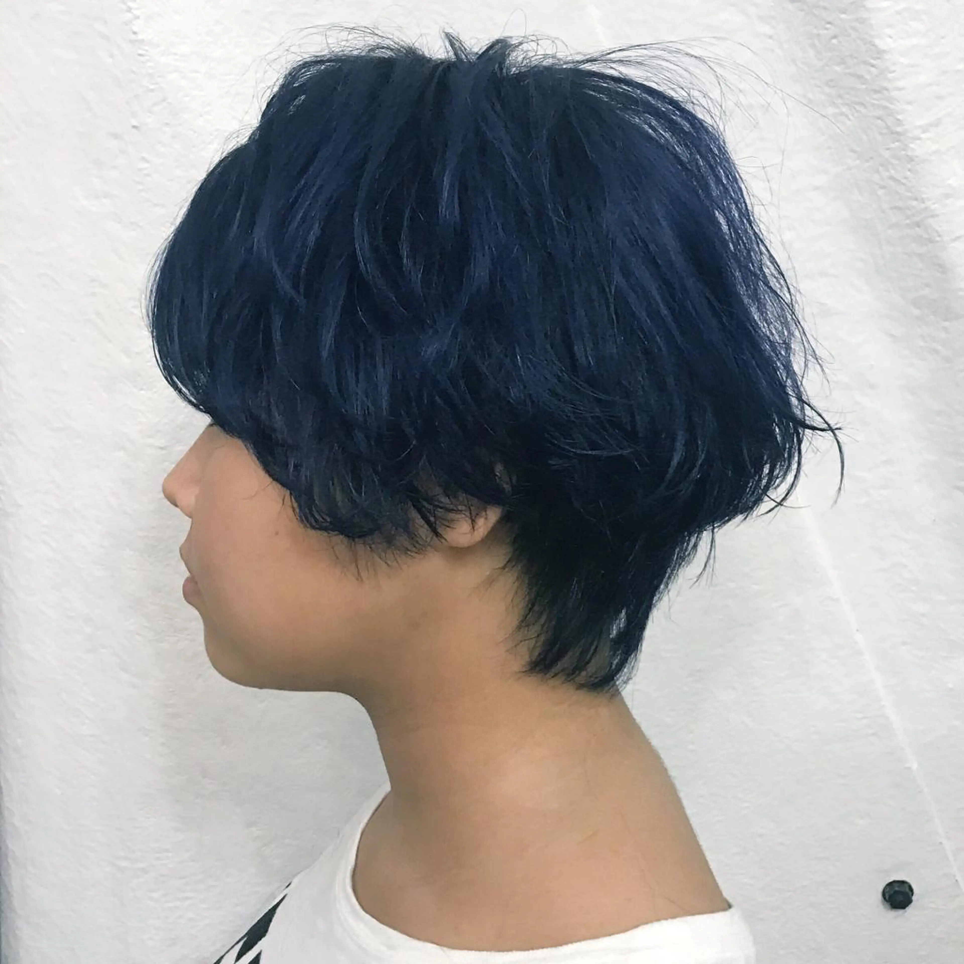 ショート カラー ブリーチ ブルーカラー ネイビーカラー ショートヘア K-POP好き美容師 🇰🇷Kai.Yのヘアスタイル