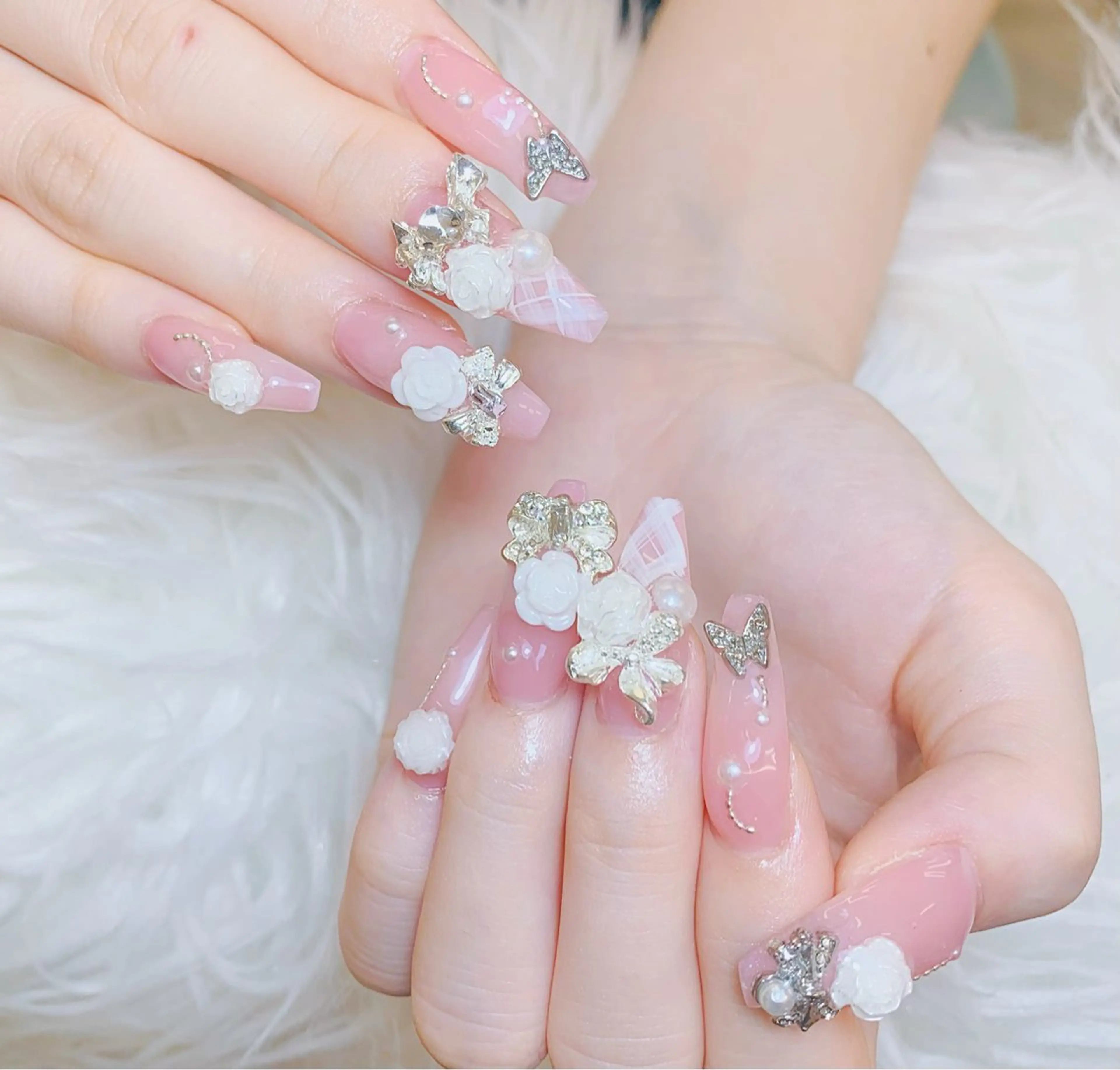 ネイル チークネイル 長さ出し フラッシュネイル フレンチネイル グラデーション ハンドネイル AN NAIL SALONのネイルデザイン