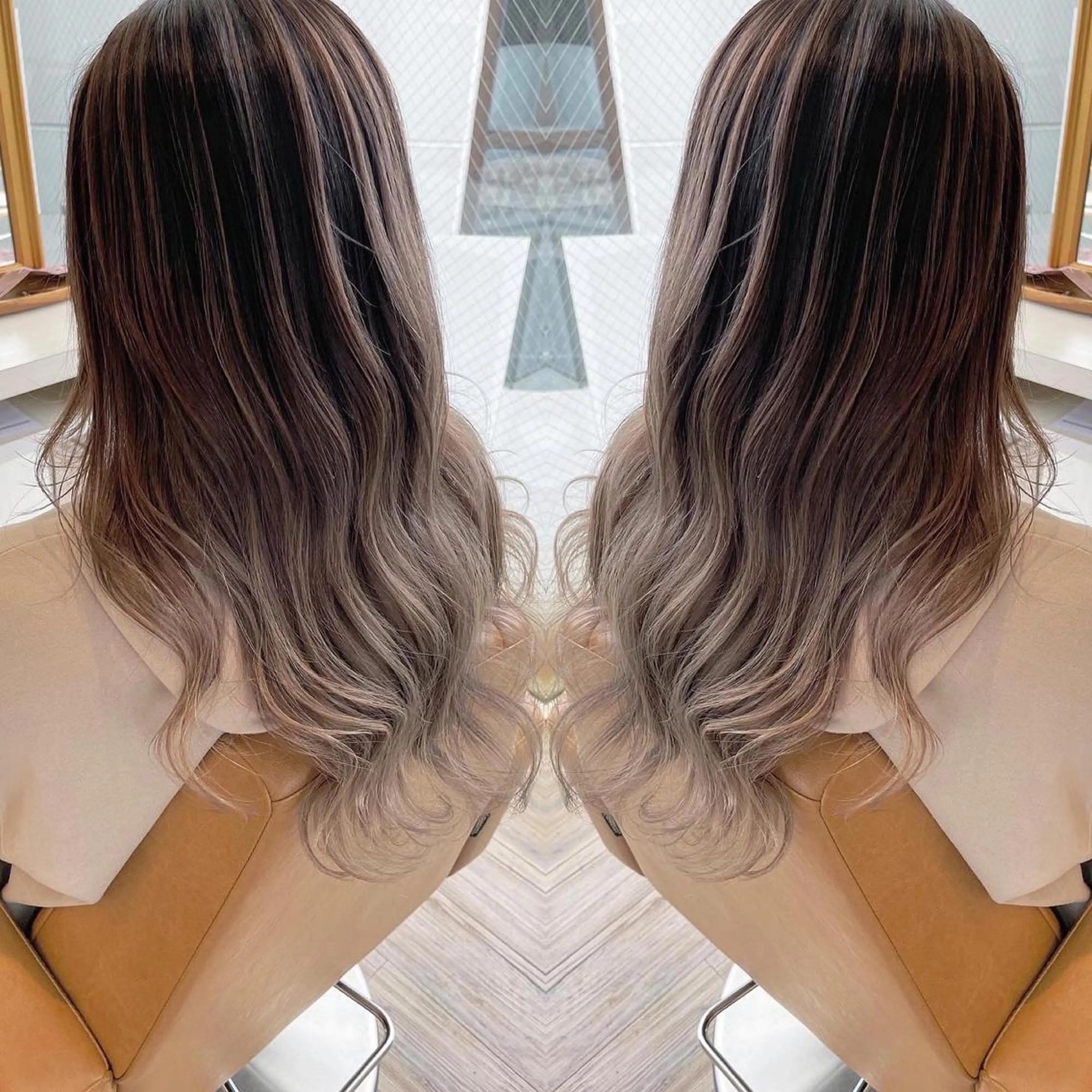 ロング カラー アッシュ ベージュカラー ミルキーベージュ 外国人風カラー レイヤーカット ヘアカラー トリートメント 河合秀明/ショート /ボブ/レイヤーのヘアスタイル