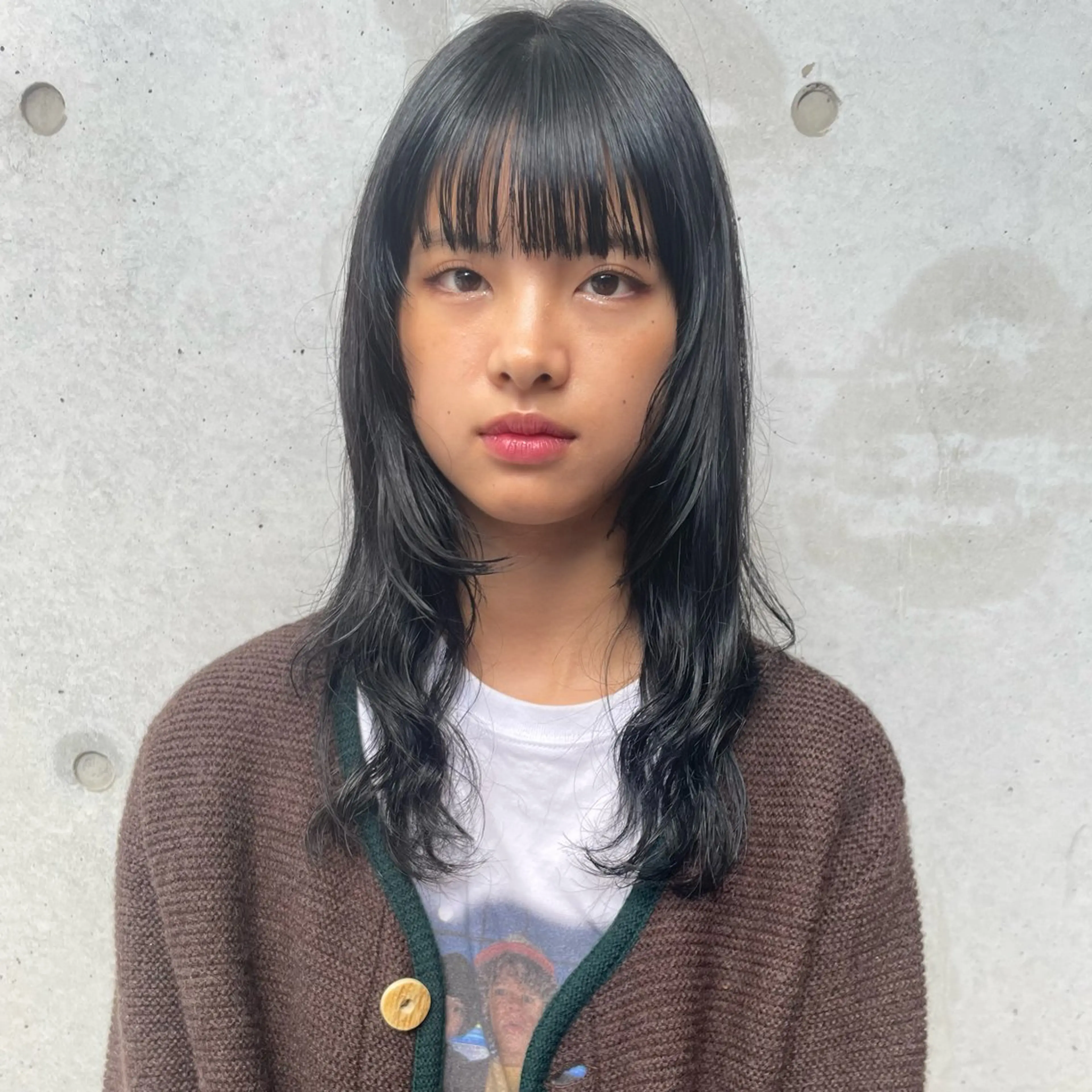 ロング カラー パーマ カット ヘアカラー パーマ ホリケ アオイのヘアスタイル