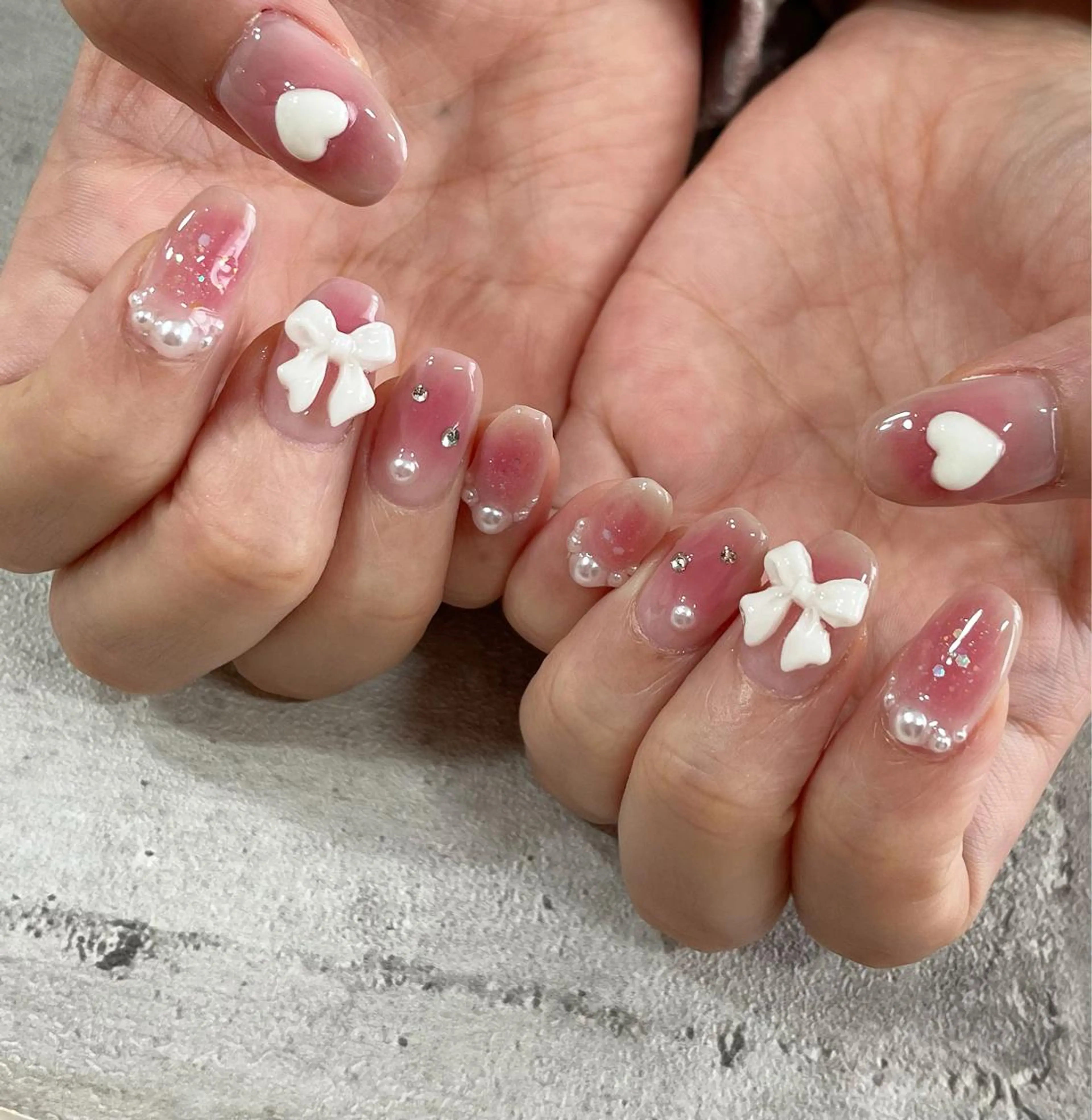 ネイル ハート リボン 東 千夏のネイルデザイン