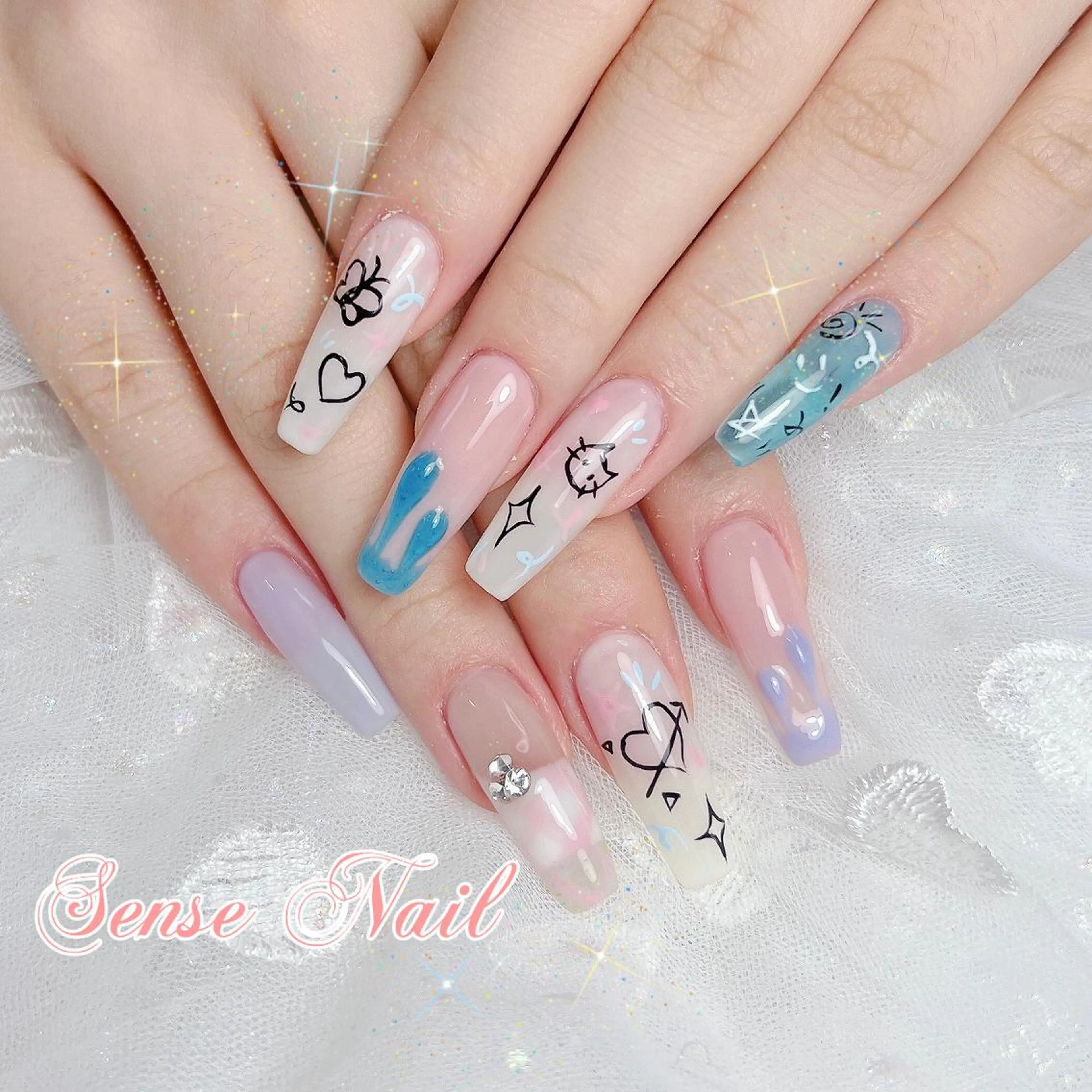 ネイル カラー パーマ ヘアアレンジ メンズ キッズ マツエク・マツパ アイブロウ ロング 🎀Sense Nail渋谷店🎀のネイルデザイン