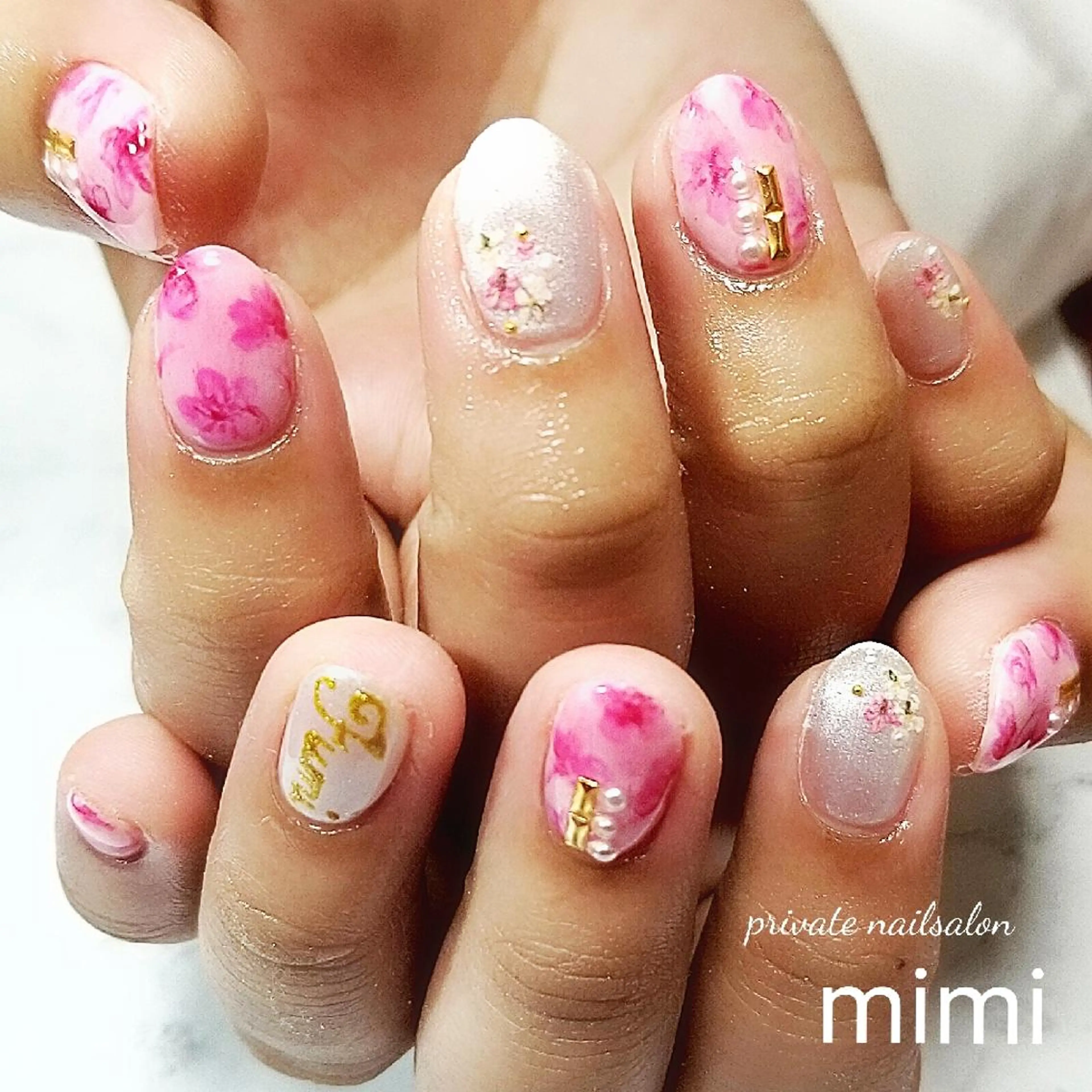 ネイル アートネイル 桜ネイル 持ち込み ハンドネイル 博多ネイル ｍｉｍｉのネイルデザイン