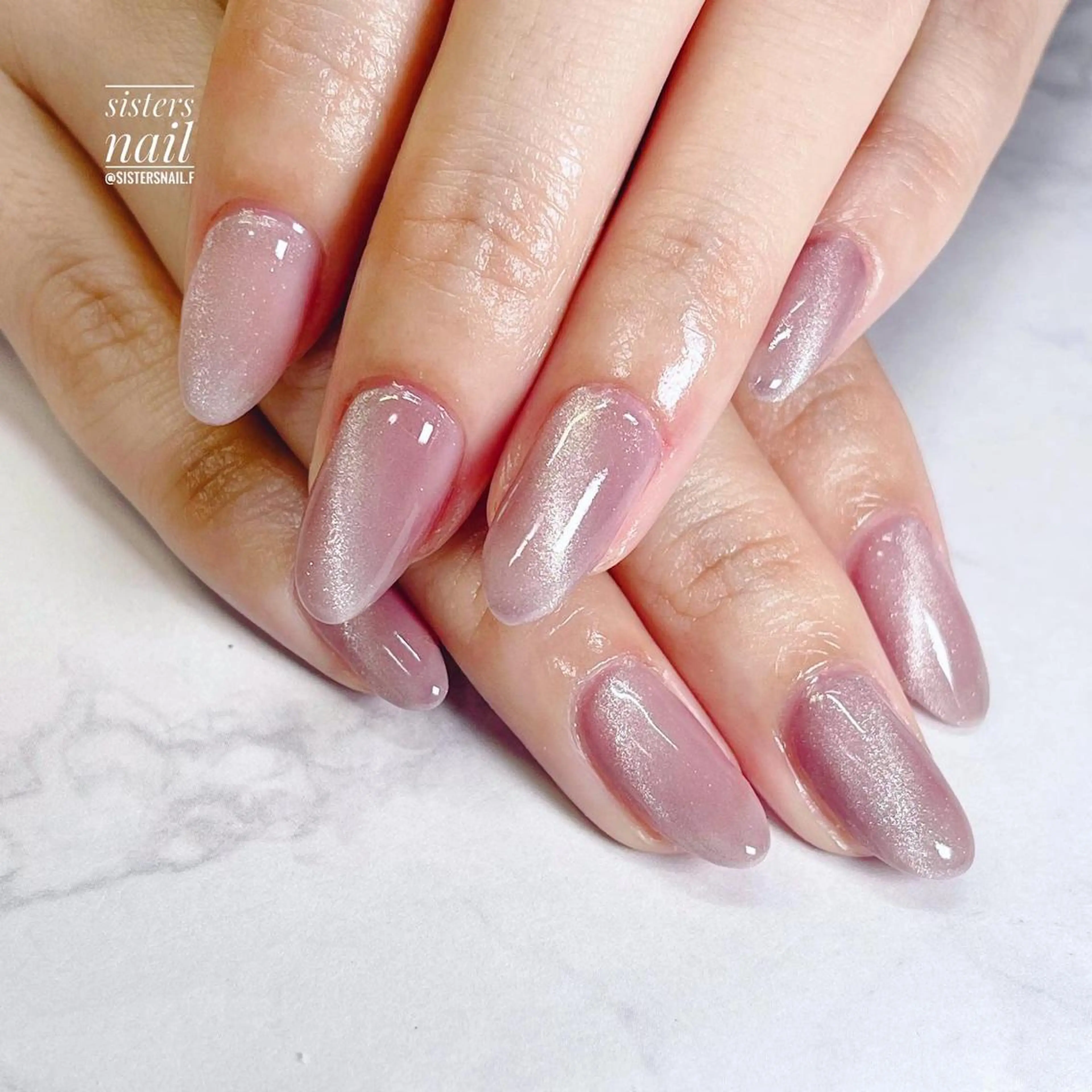 ネイル アートネイル マグネットネイル ニュアンスネイル オフィスネイル ピンク sisters nail.fのネイルデザイン