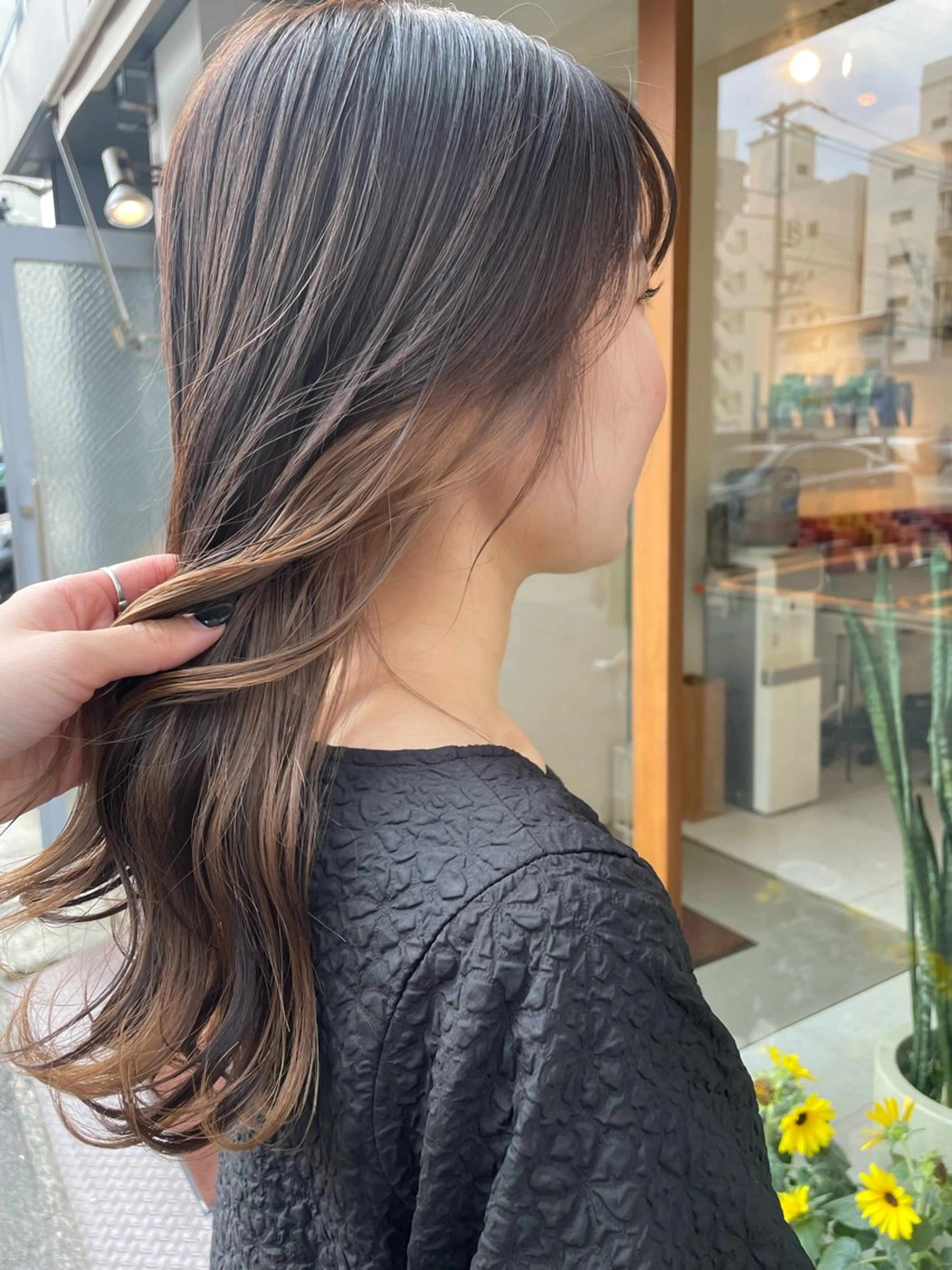 ロング カラー ベージュカラー ブリーチ オリーブベージュ ヘアカラー 福田千尋/インナー カラー/縮毛矯正のヘアスタイル