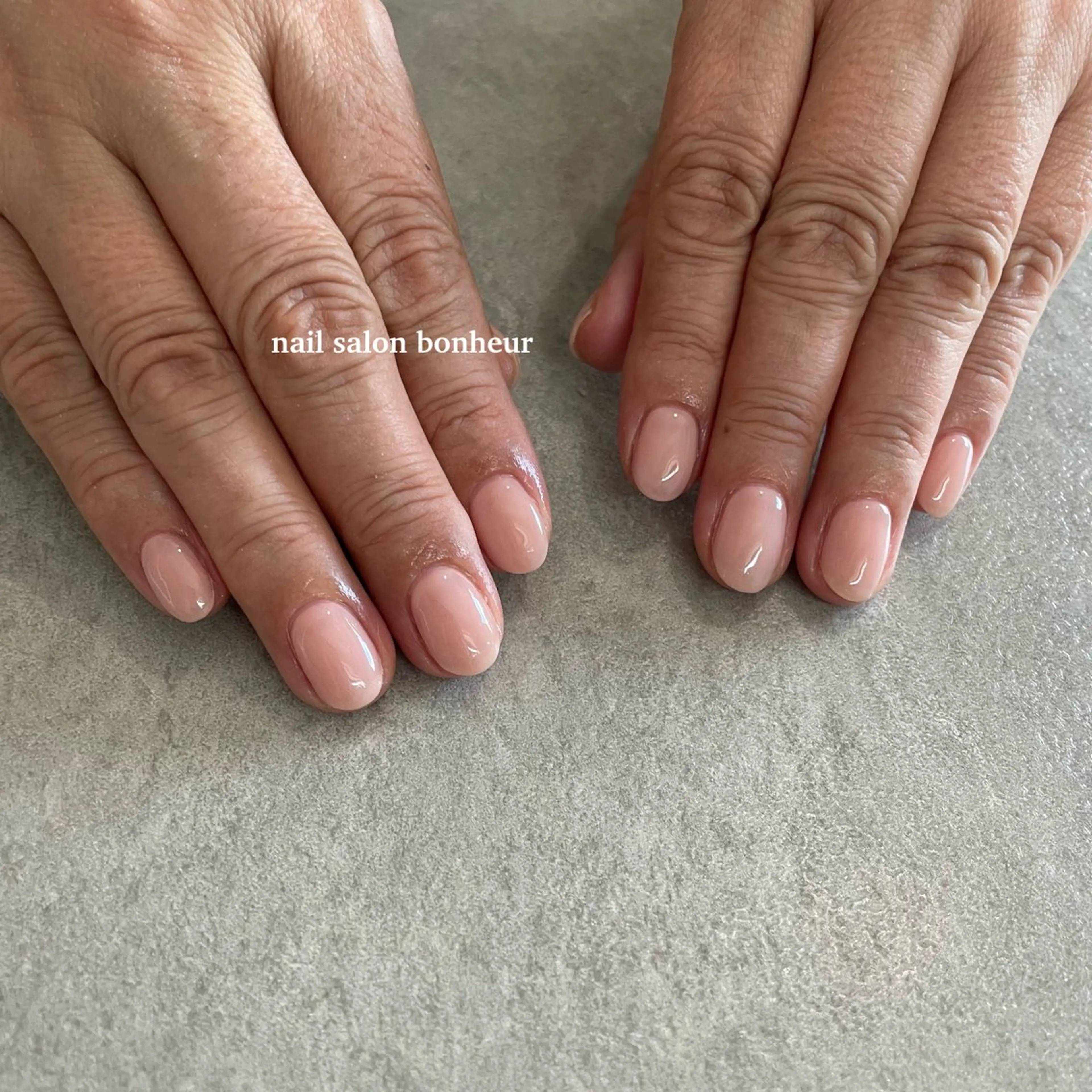 ネイル ピンク ピンクベージュ ハンドネイル nail salon bonheurのネイルデザイン