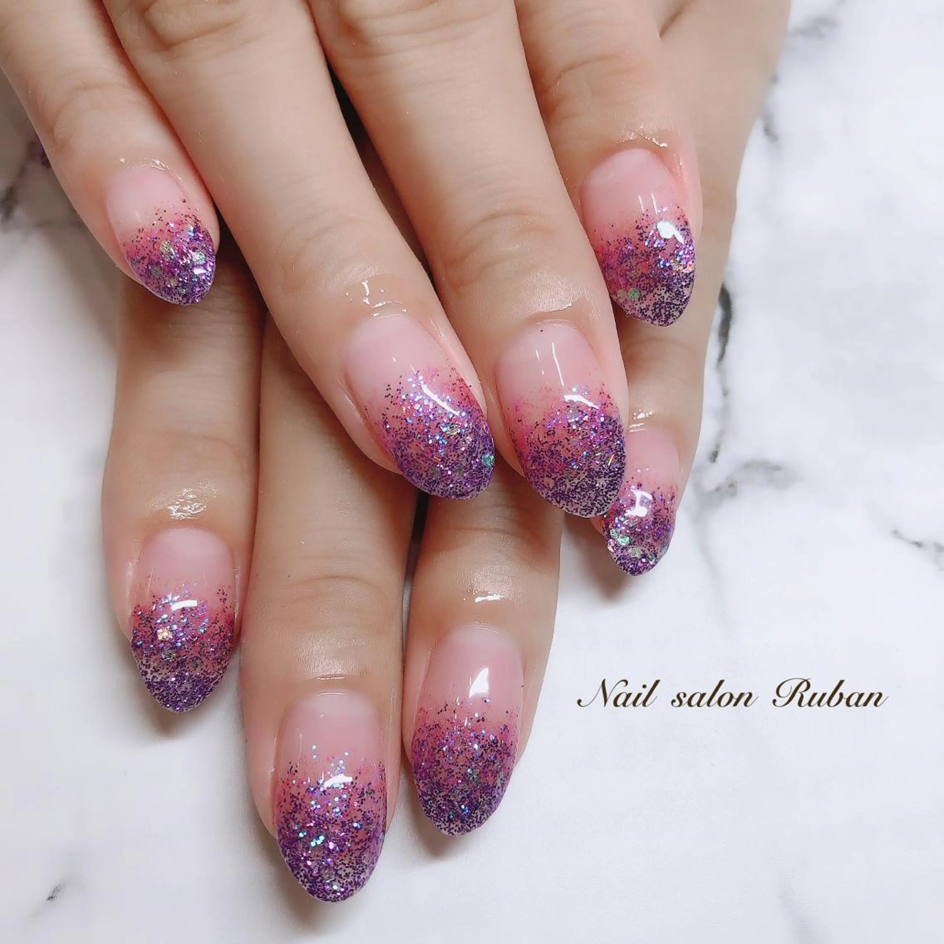 ネイル グラデーション ラメ(グリッター) ラメグラデーション Nail salon Rubanのネイルデザイン
