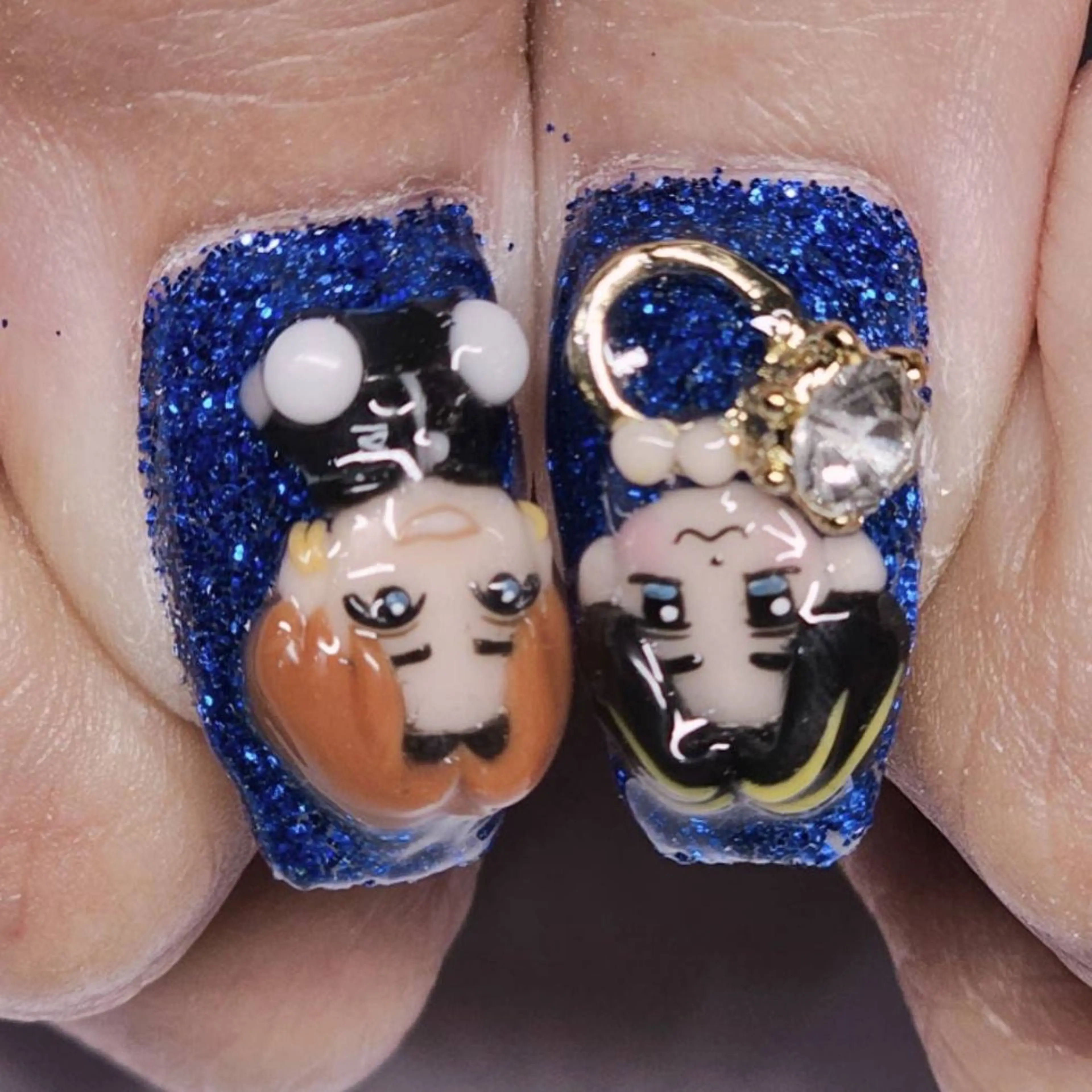 ネイル アートネイル ブルー ラメ(グリッター) ハンドネイル よしだ ひろきのネイルデザイン