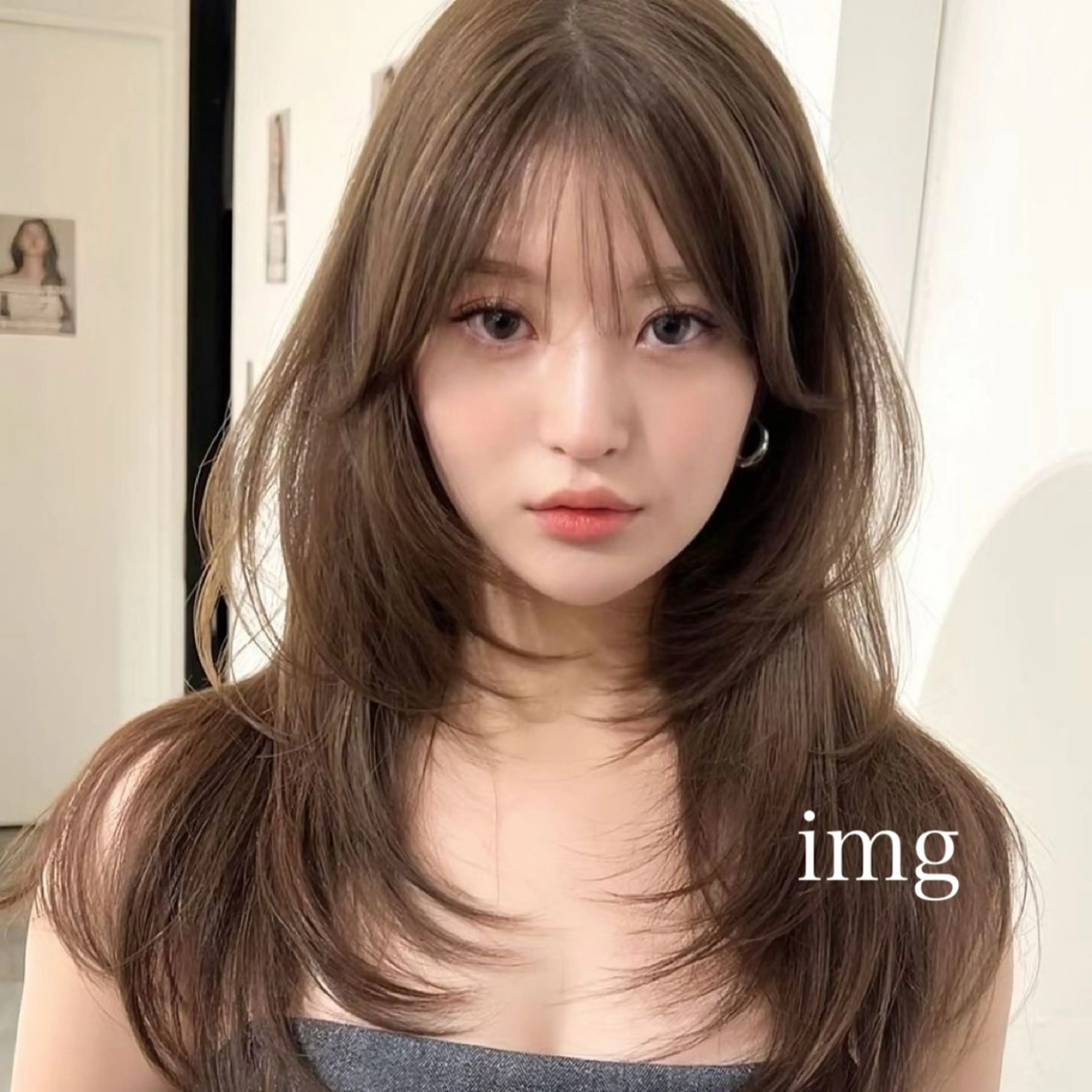 ロング カラー 韓国風ヘア カット ヘアカラー トリートメント 髪質改善/レイヤー 縮毛矯正/ケラチン耀のヘアスタイル