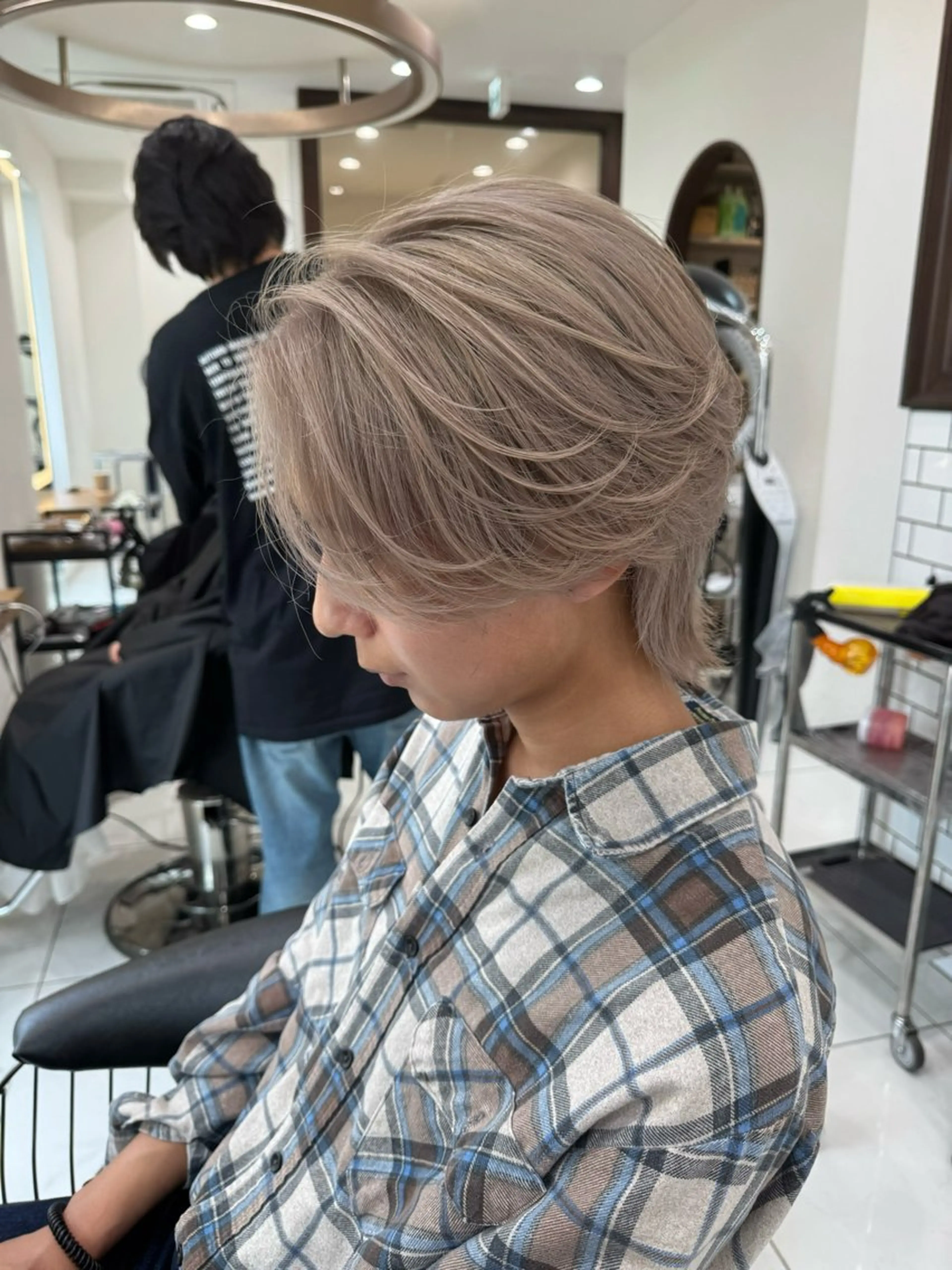 カラー メンズ メンズブリーチ センターパート ブリーチ 菅野 心悠/メンズヘアのヘアスタイル