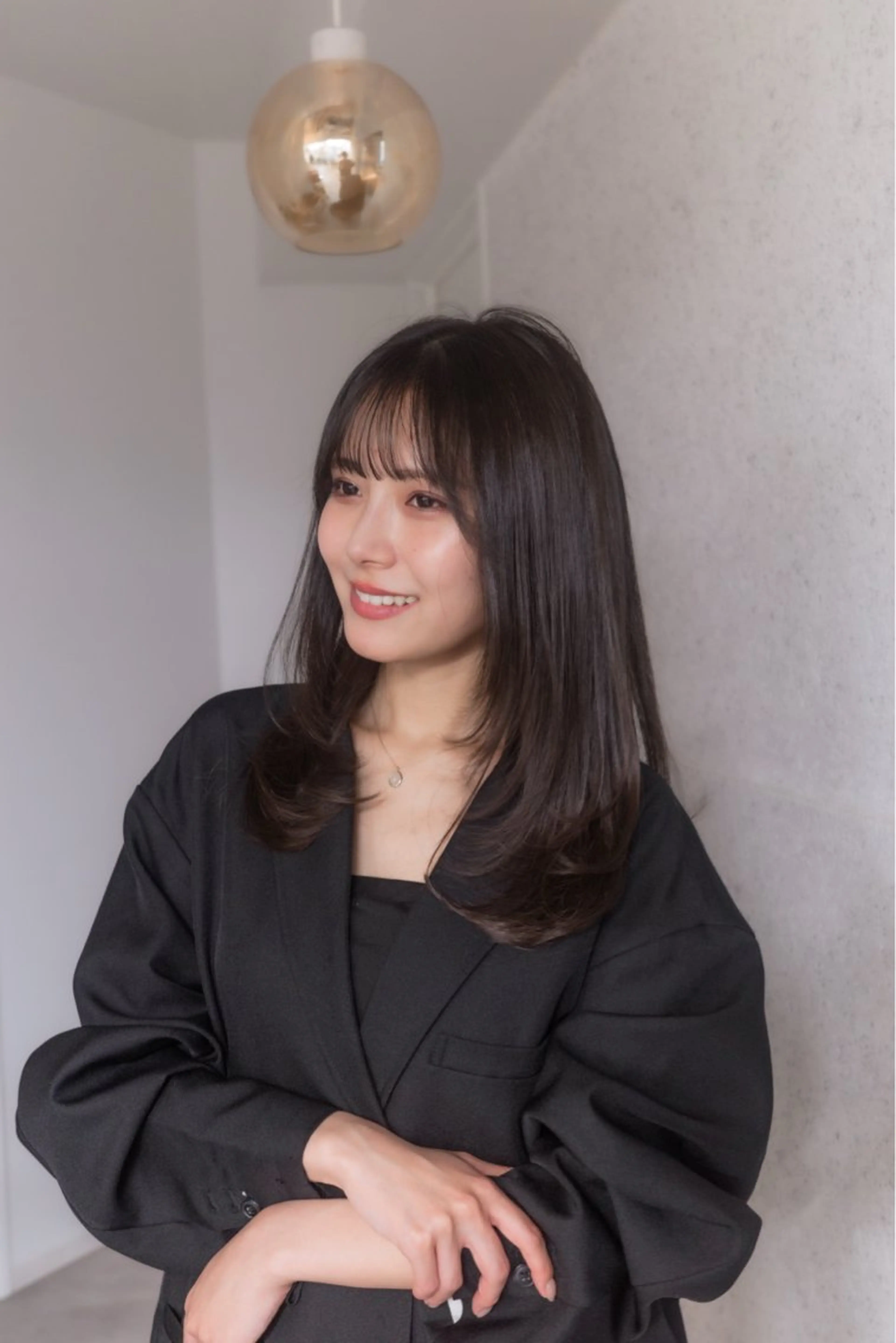 セミロング カラー ヘアアレンジ セミロングレイヤー グレージュ レイヤーカット レイヤー/グレージュ 渋谷表参道/小森波琉のヘアスタイル