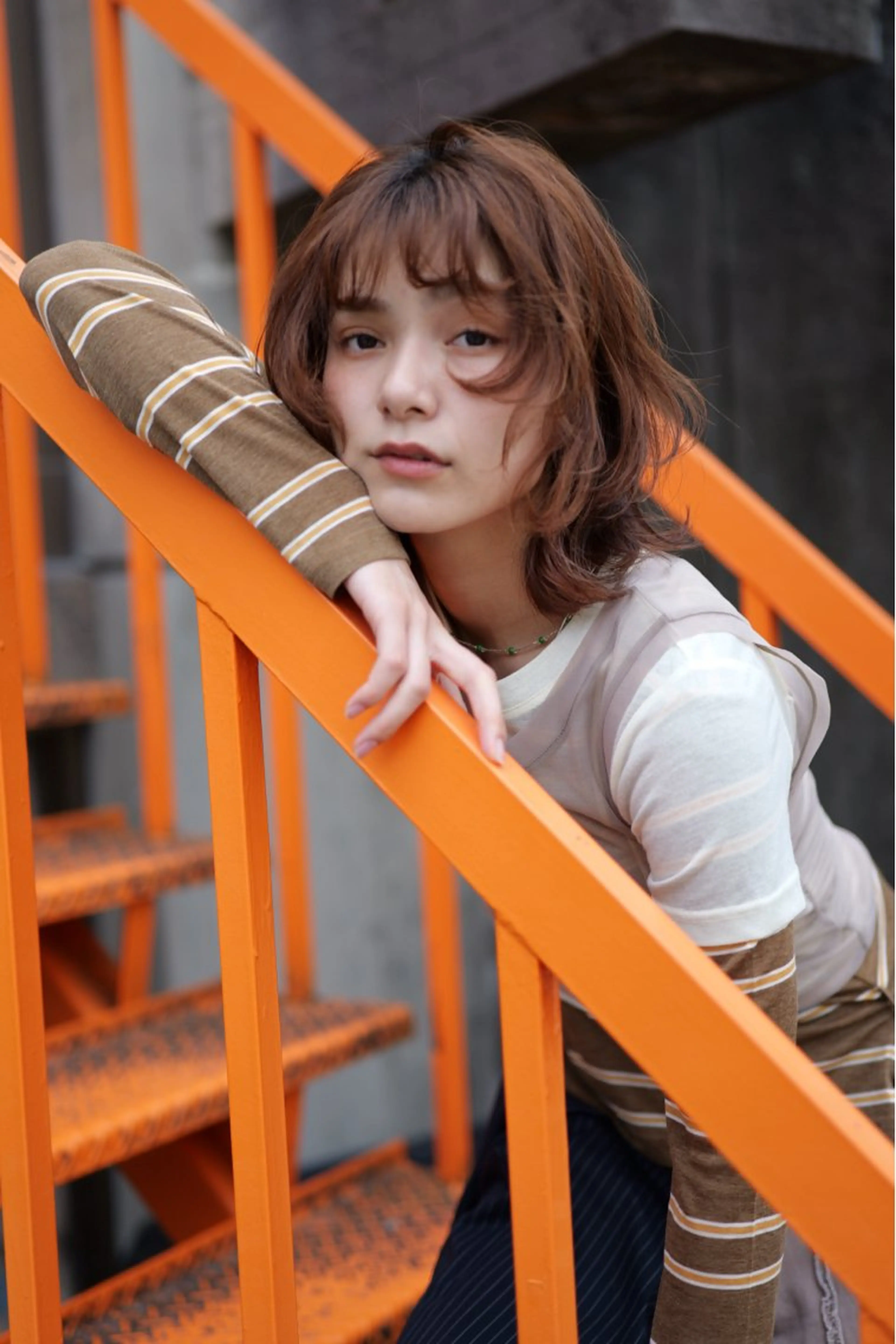 ミディアム カラー パーマ カット しょうじ のあのヘアスタイル