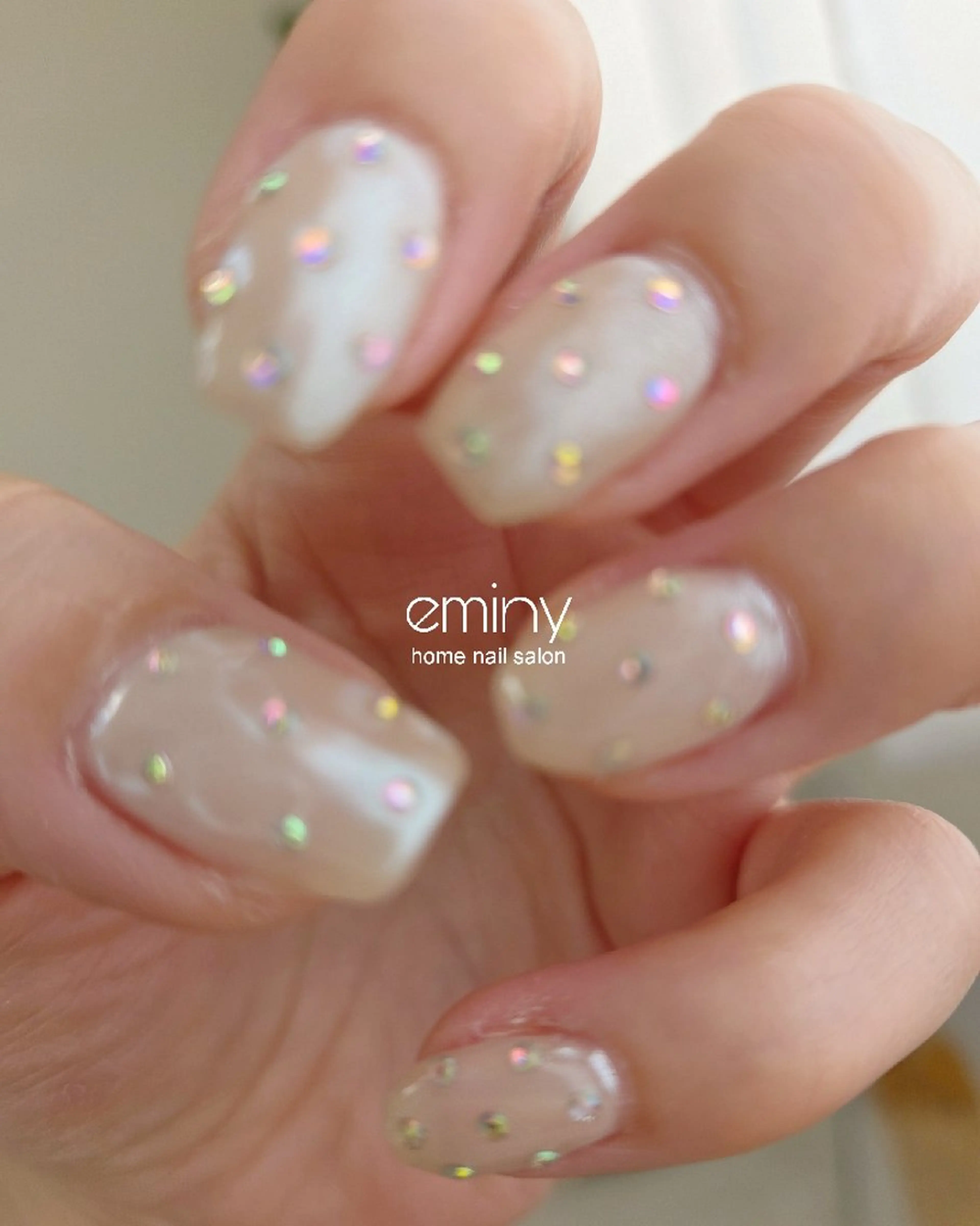 ネイル ジェルネイル キラキラネイル ミラーネイル ストーンネイル 夏ネイル ハンドネイル nail salon  eminyのネイルデザイン