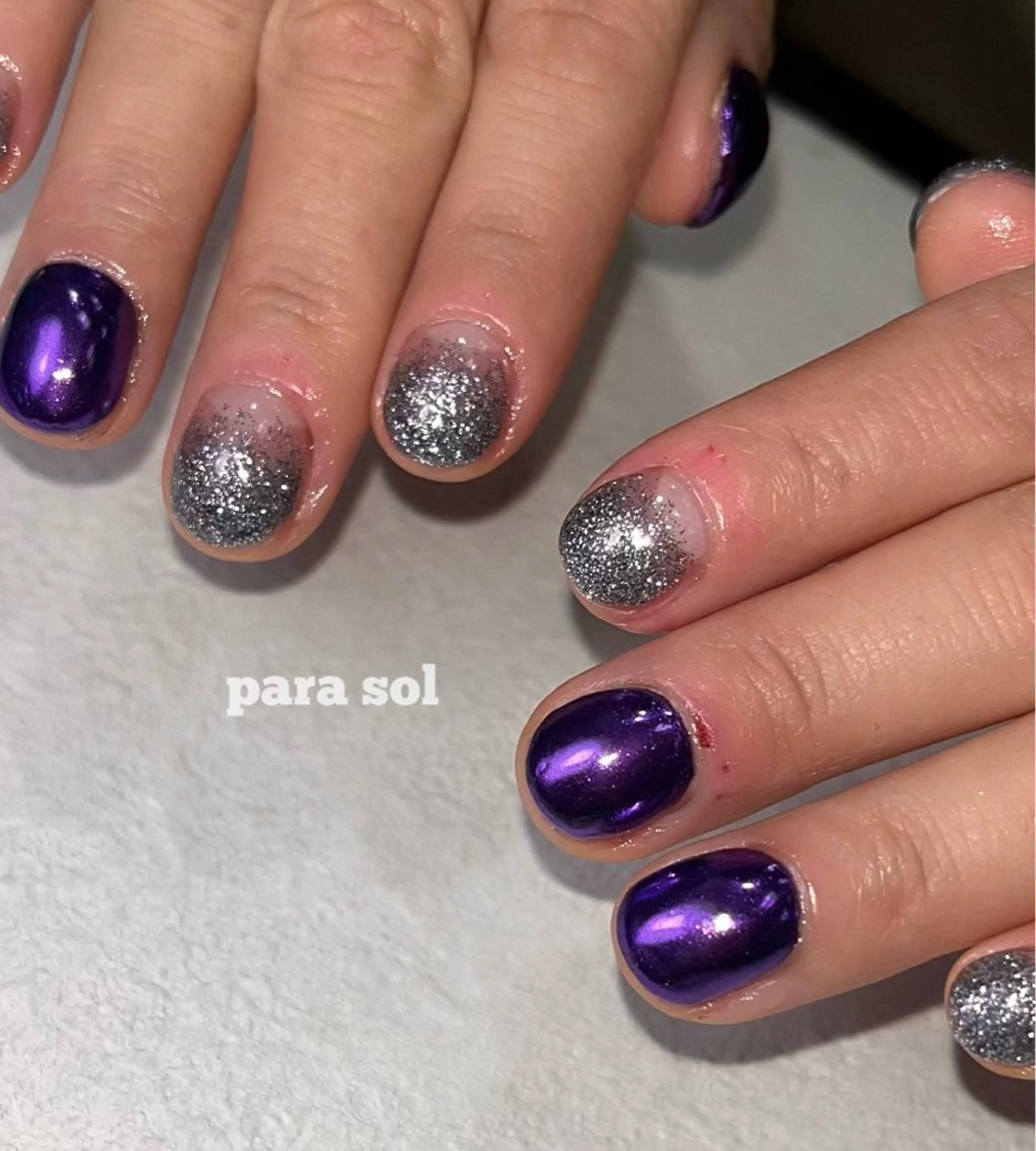 ネイル ジェルネイル グラデーション キラキラネイル ラメ(グリッター) ミラーネイル ハンドネイル Para Sol nail　Maoのネイルデザイン