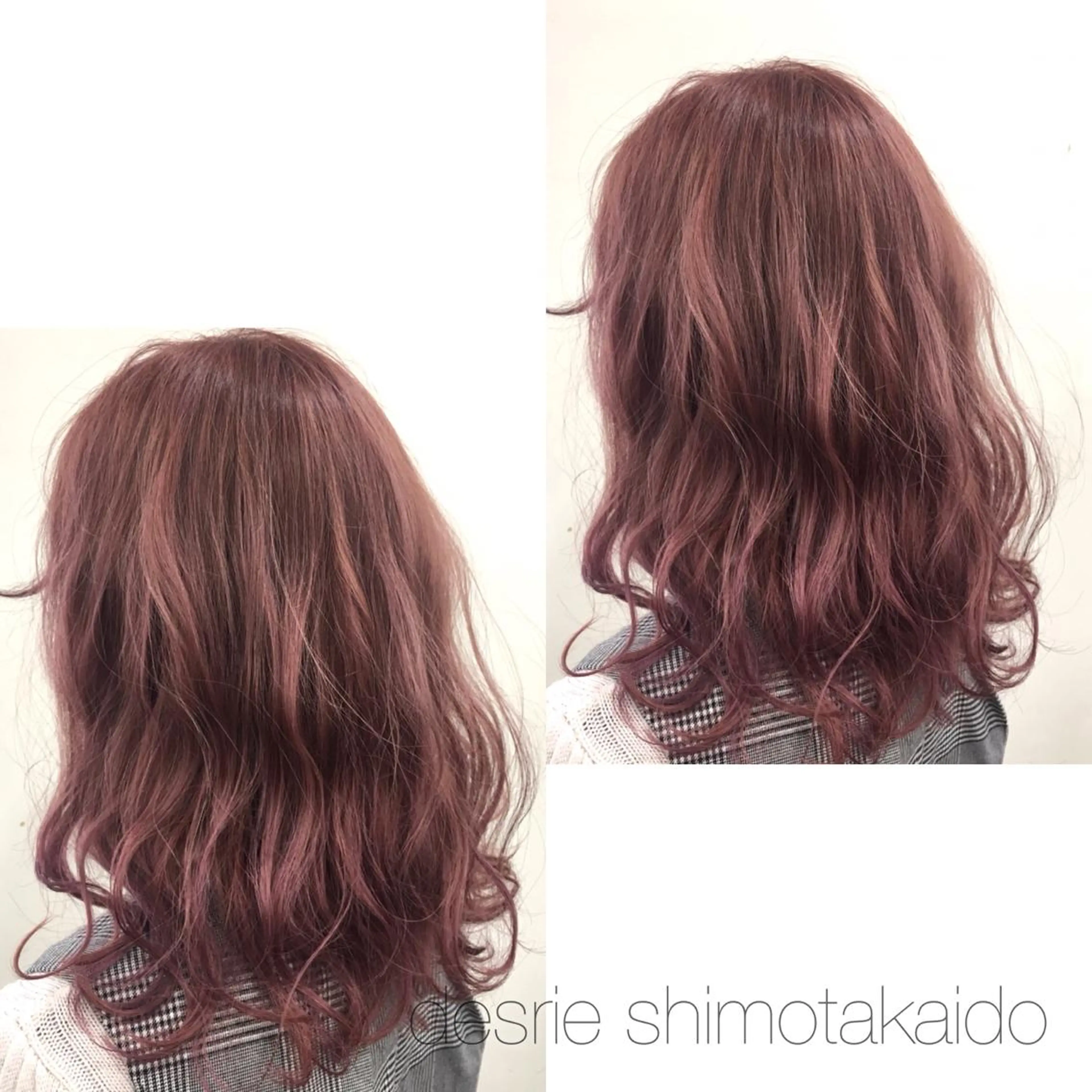 ミディアム カラー ブリーチ ピンクカラー 外国人風カラー 薄田 珠美のヘアスタイル