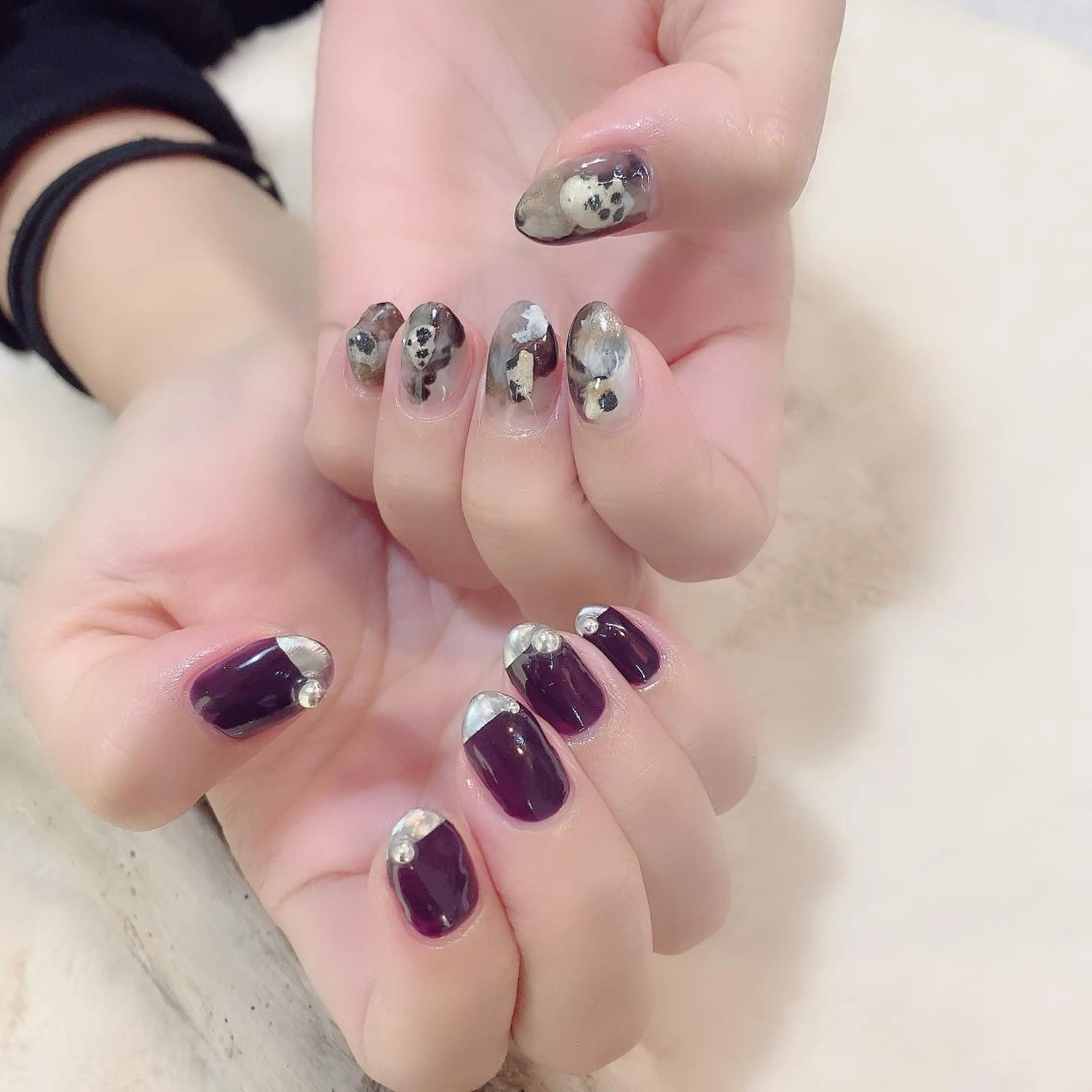 ネイル フレンチネイル パープル YAS 青柳 安代のネイルデザイン