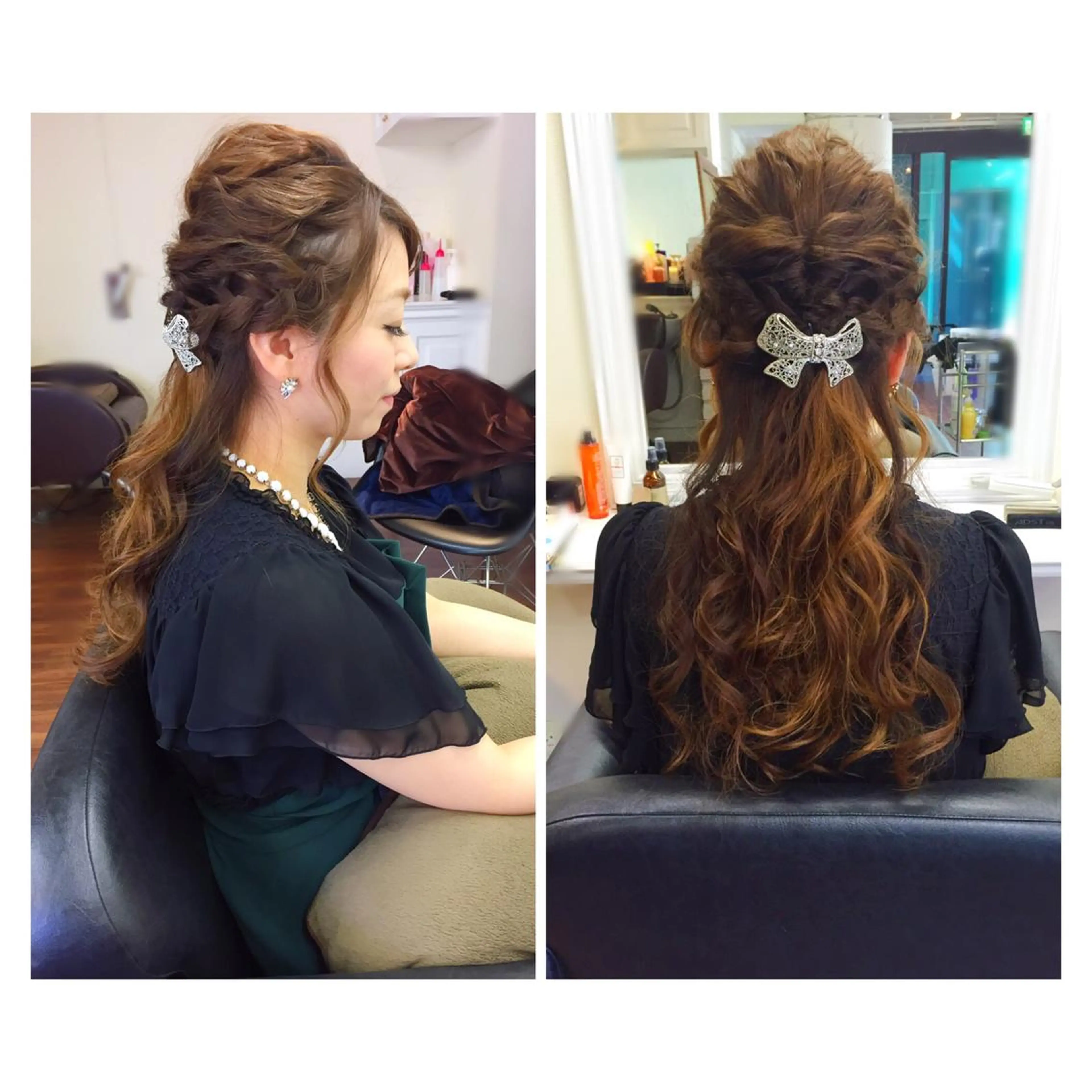 ミディアム セミロング ロング カラー パーマ ヘアアレンジ ハーフアップ 成松 勇治のヘアスタイル