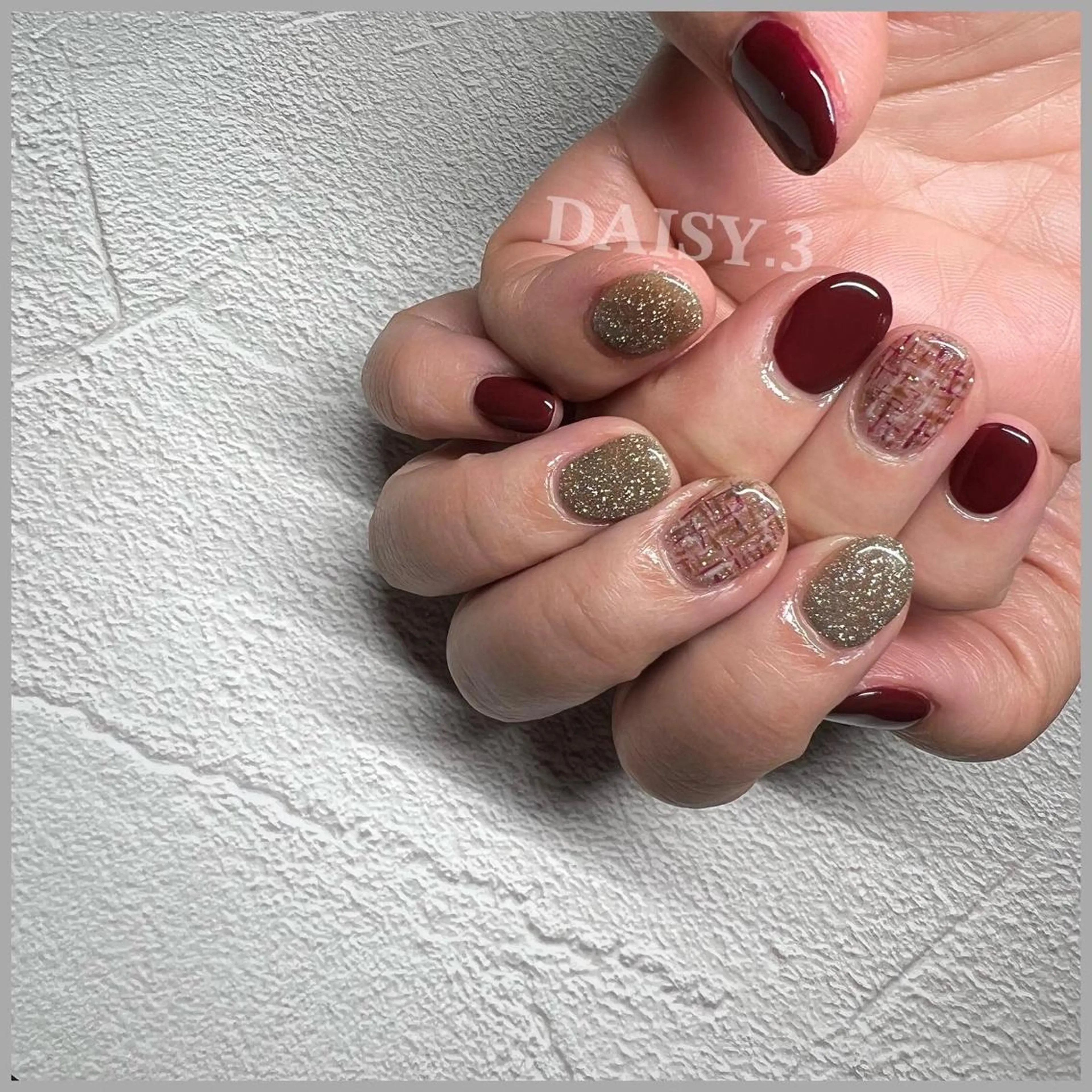 ネイル ツイードネイル 冬ネイル 🌙南流山ネイル DAISY.3🦄のネイルデザイン