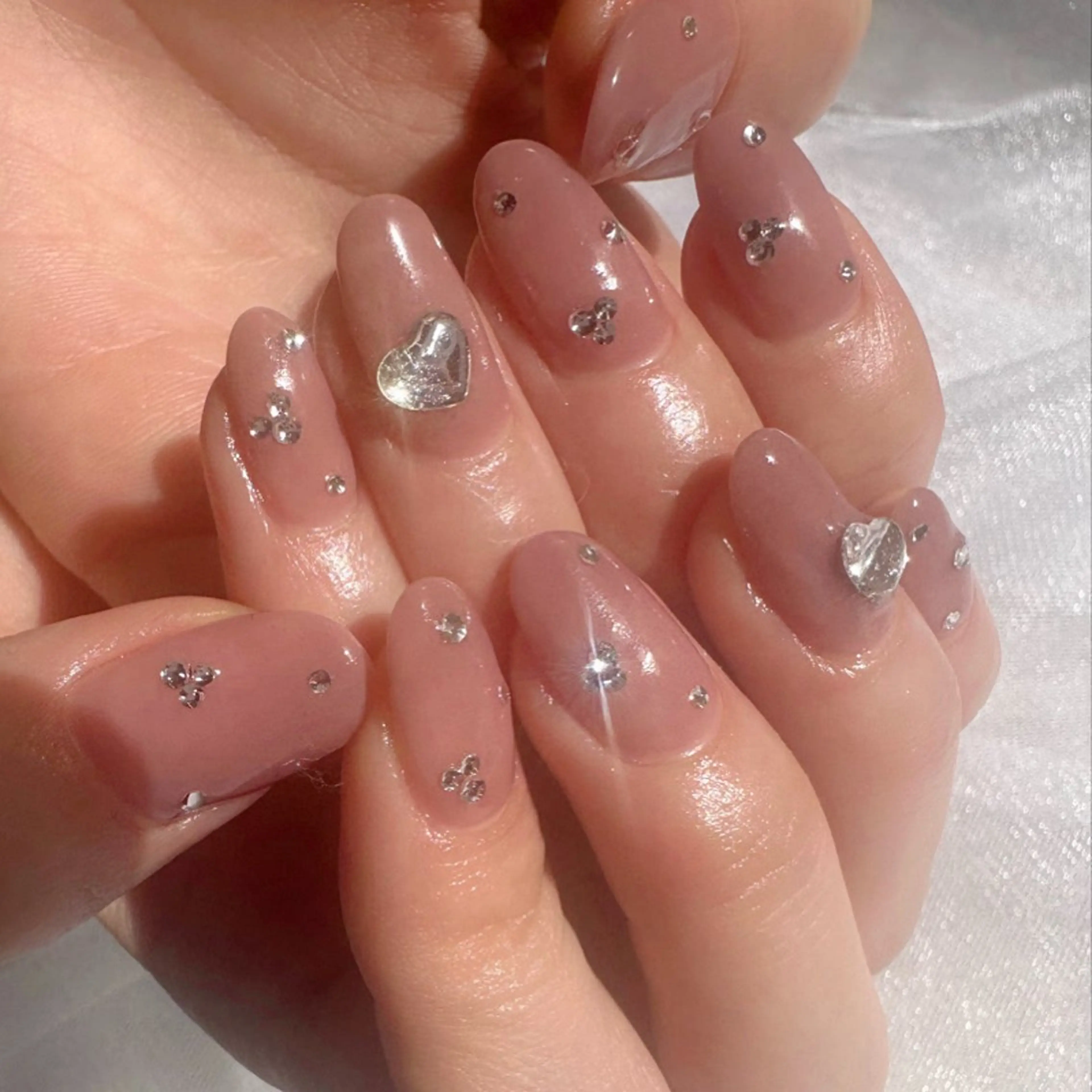 ネイル クリアネイル ハート 氷ネイル・うるうるネイル キラキラネイル 韓国ネイル 🪞KAPE NAIL 🪞のネイルデザイン