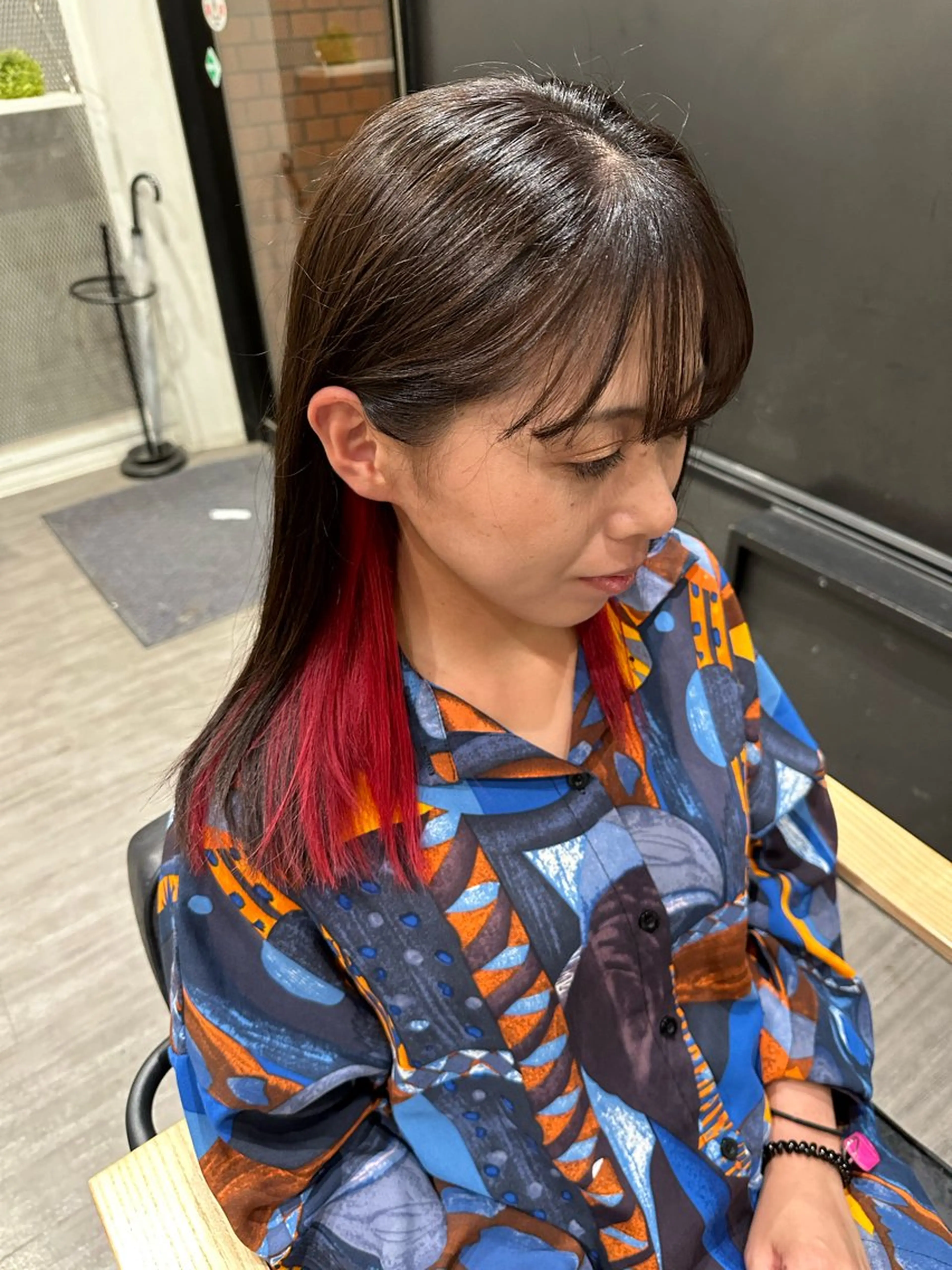 ミディアム カラー レッドカラー ヘアカラー トリートメント 艶髪レイヤー上田 紗也🇰🇷💗のヘアスタイル