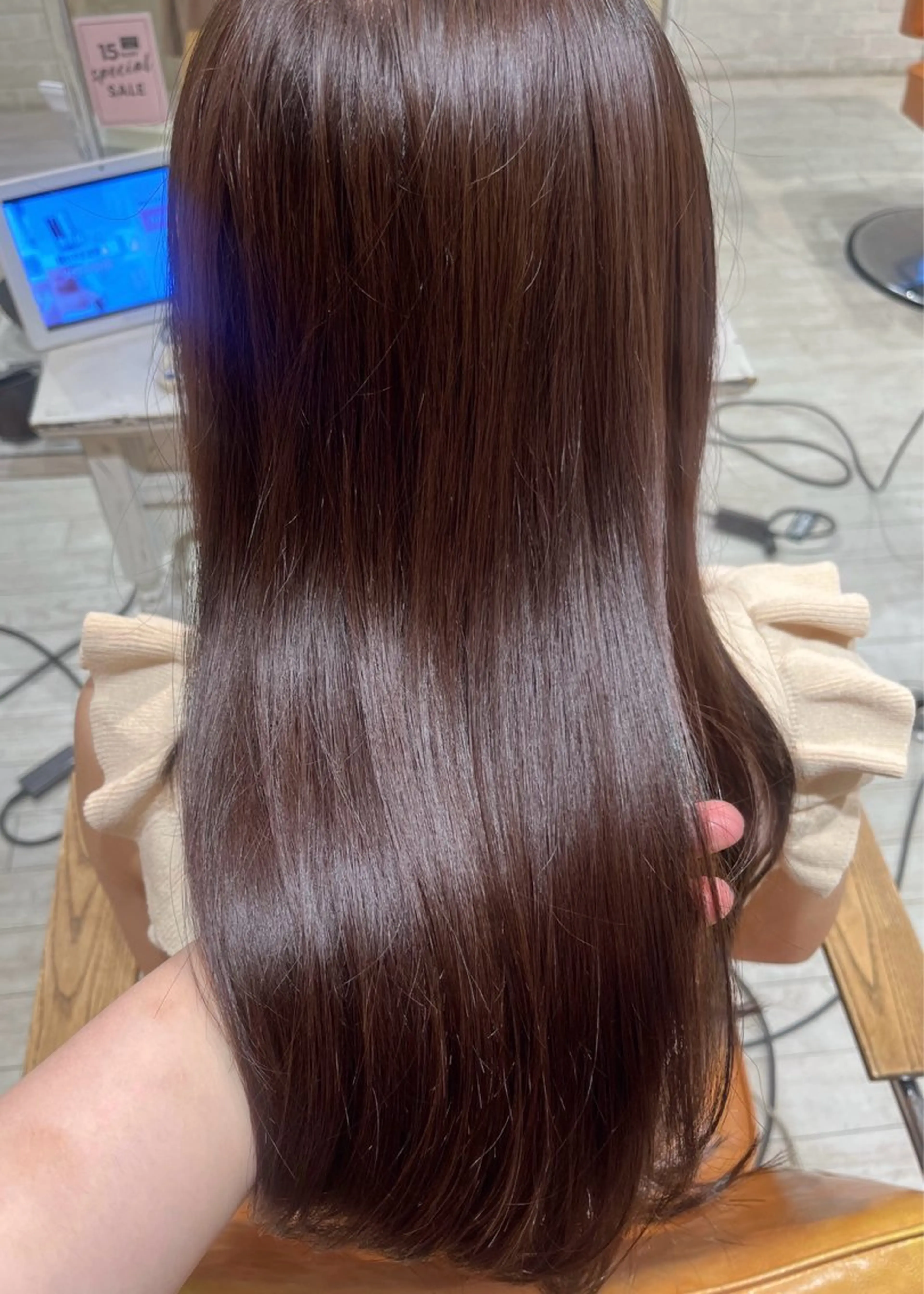 ロング カラー ブラウンカラー モカブラウン カット 縮毛矯正 【韓国ヘア×透明感 カラー】笹谷 莉未のヘアスタイル