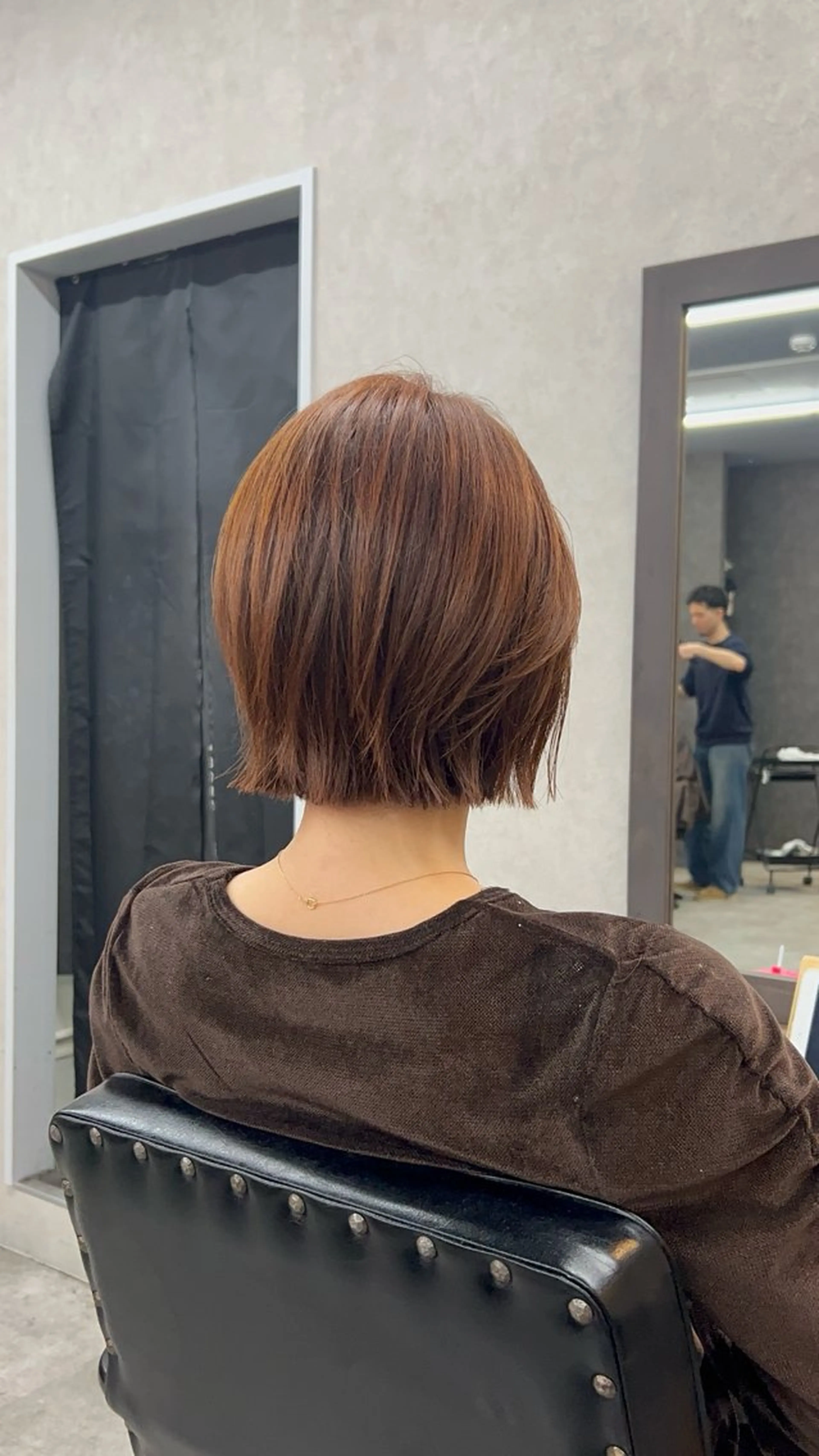 ショート カラー ブラウンカラー オレンジ オレンジブラウン カット ヘアカラー トリートメント いなみね はるきのヘアスタイル