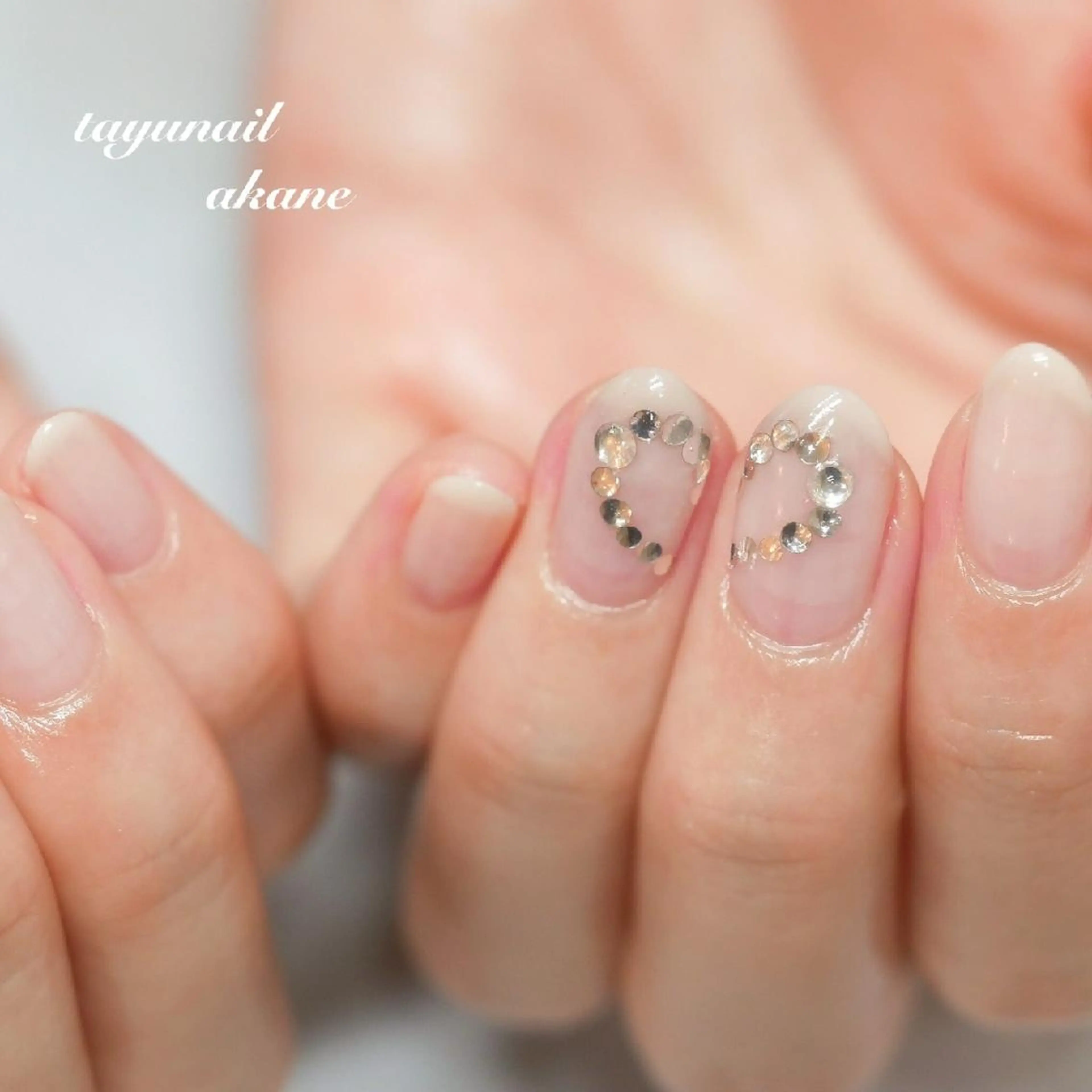 ネイル ブルー ジェルネイル ハート パラジェル ストーンネイル ネイルサロン 【たゆnail】のネイルデザイン