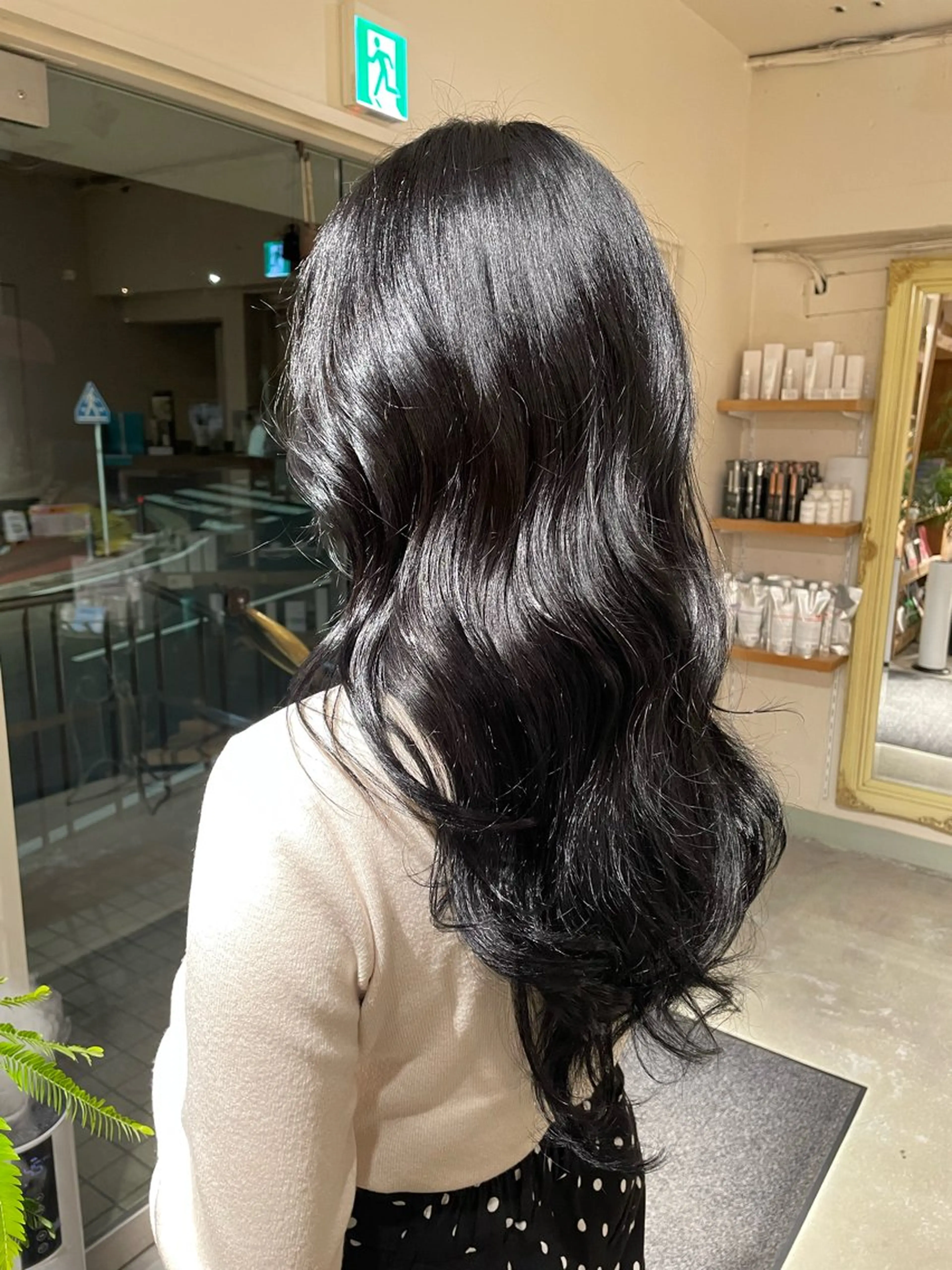 ロング カラー 黒髪 ブルーカラー ブルーブラック 透明感カラー 透明感カラー🫧/ レイヤー/髪質改善のヘアスタイル