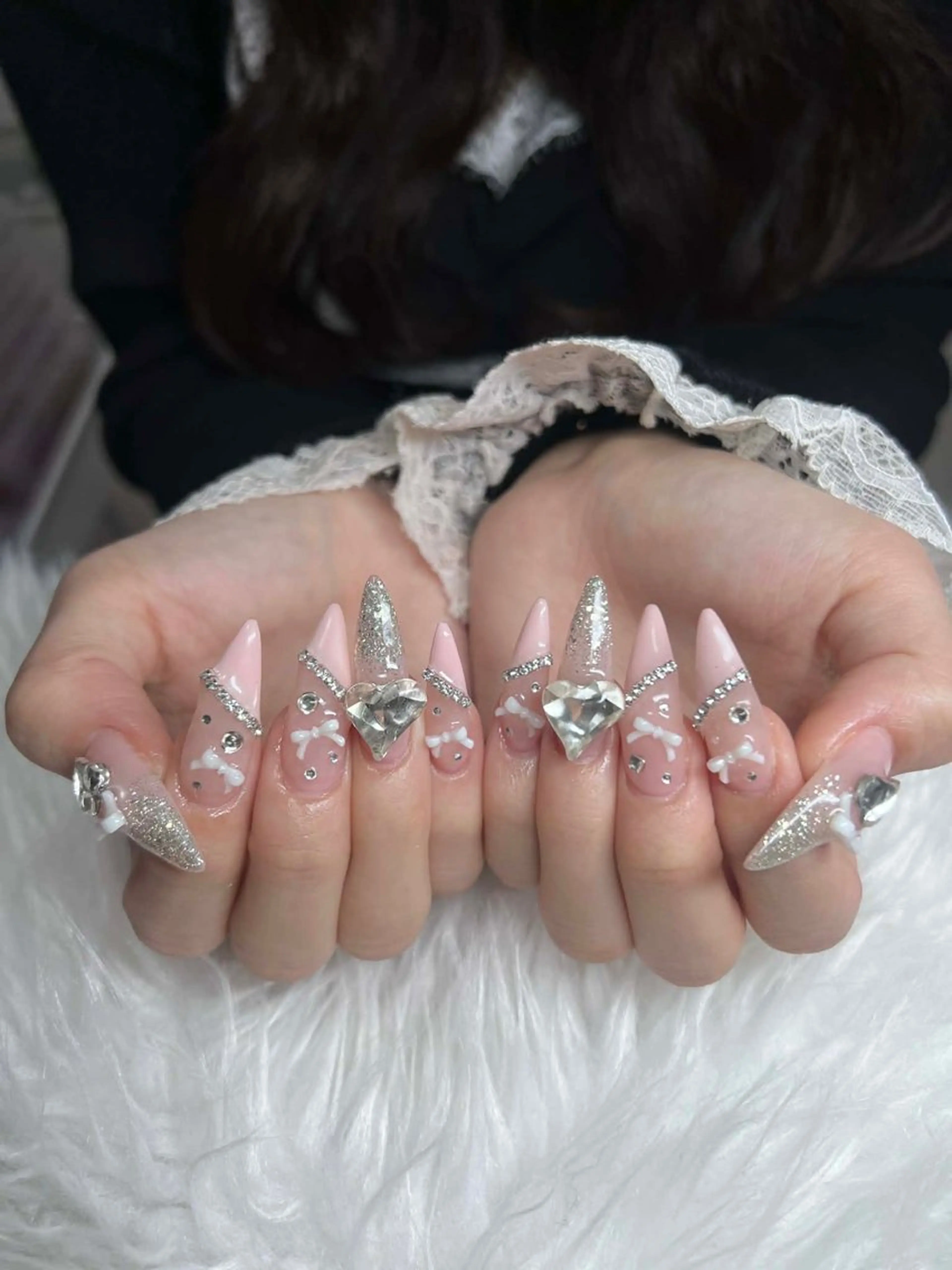 ネイル アートネイル ボルドー フレンチネイル ジェルネイル 氷ネイル・うるうるネイル ハンドネイル H.baby Nail Salonのネイルデザイン