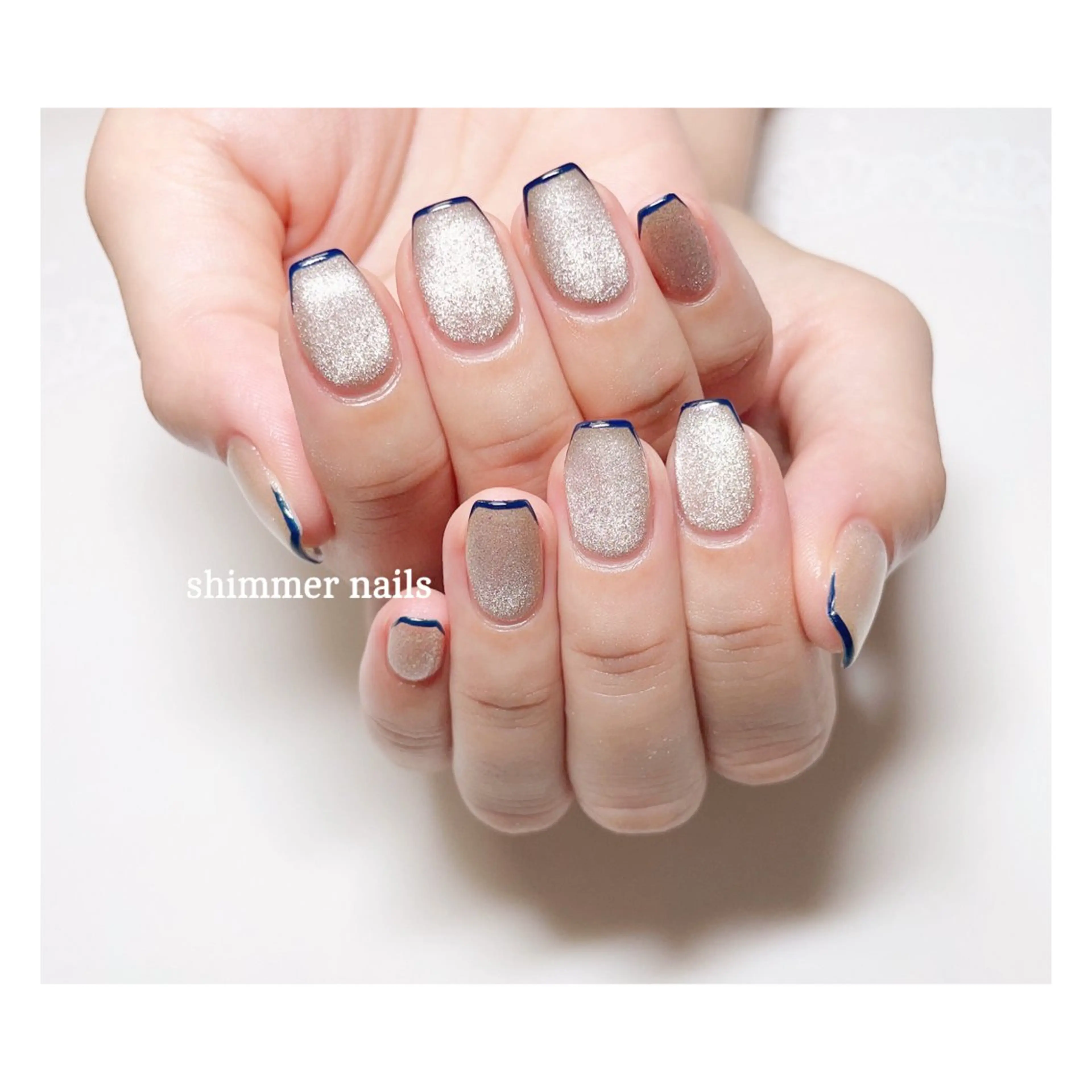 ネイル フレンチネイル マグネットネイル shimmer nailsのネイルデザイン